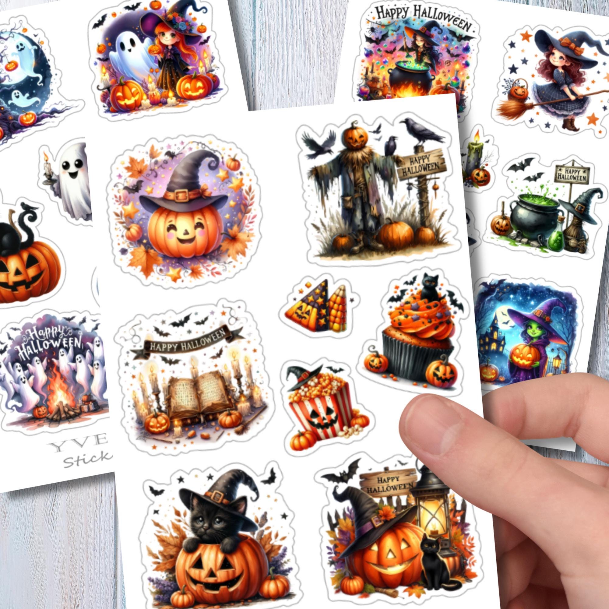 Aufkleber Halloween Stickerbogen Grusel Kürbis Geister Sticker Set - 3 Bögen zur Auswahl in Weiß - Transparent - Matt - Glanz  #SBA6