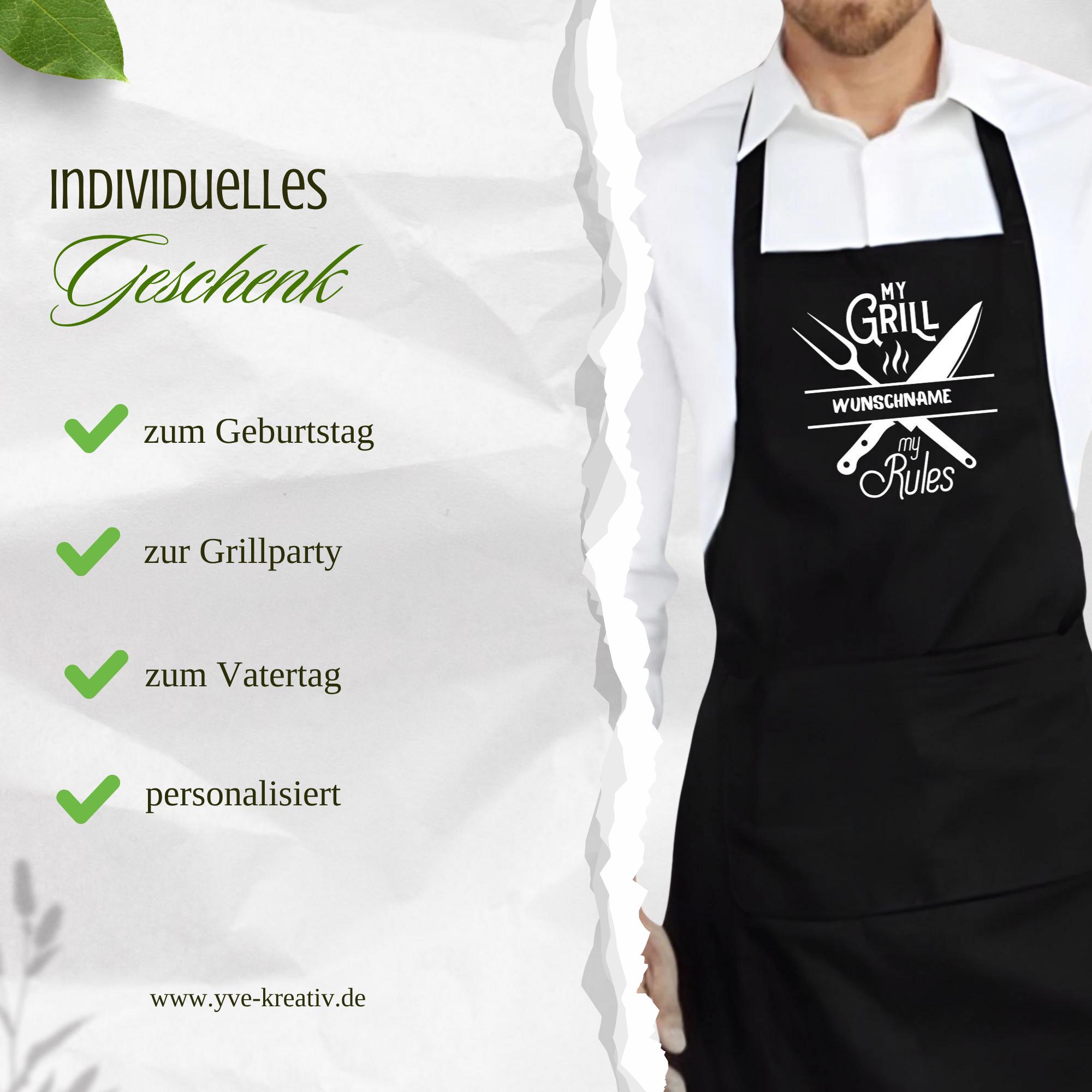 Schürze mit Namen personalisierbar Grillschürze Küchenschürze Kochschürze für Mann Geburtstag Vater Geschenk Vatertag  #1662542791