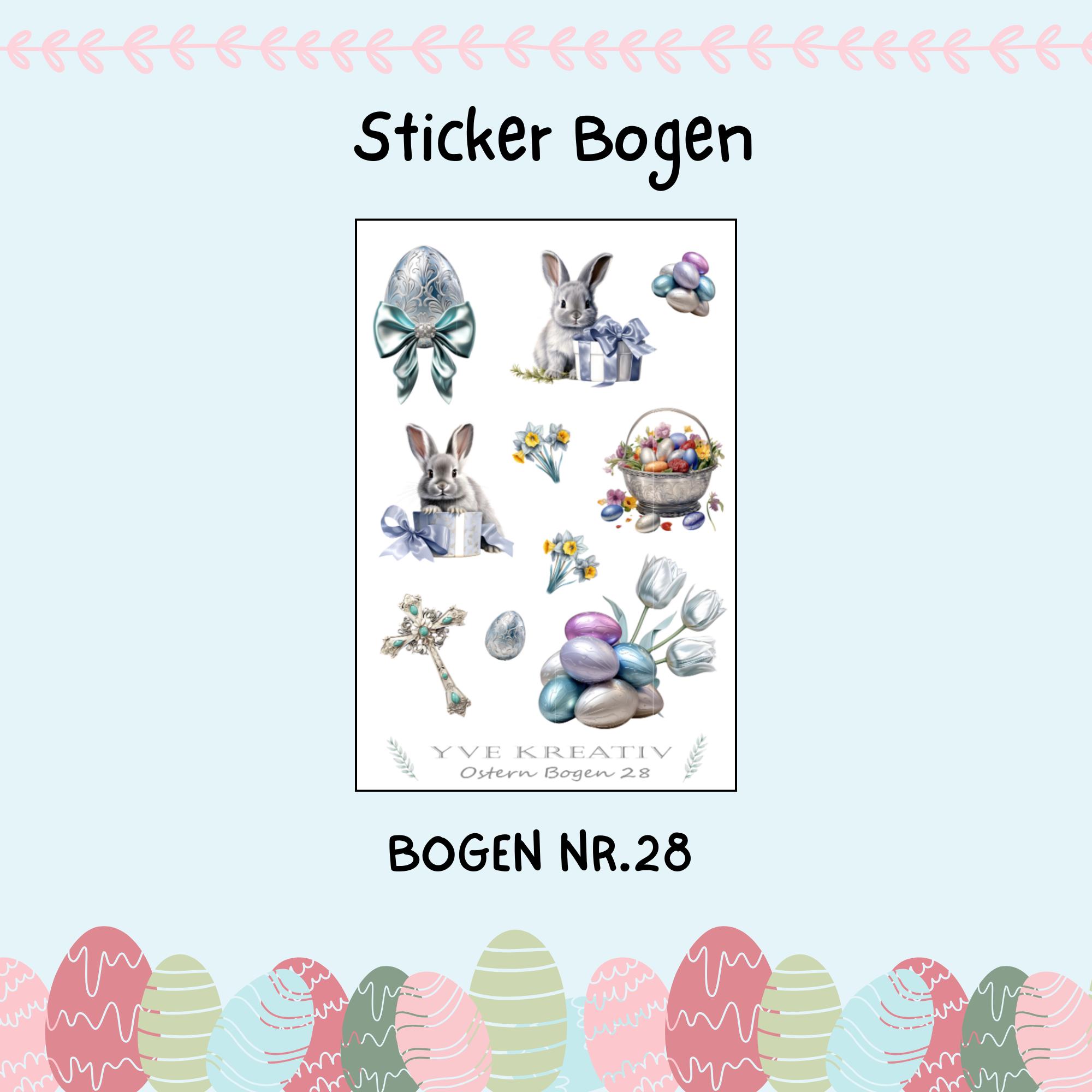 Stickerbogen Aufkleber "Ostern" | Sticker Set - Sticker Bogen zur Auswahl in Weiß - Transparent - Matt - Glanz  #SBA6