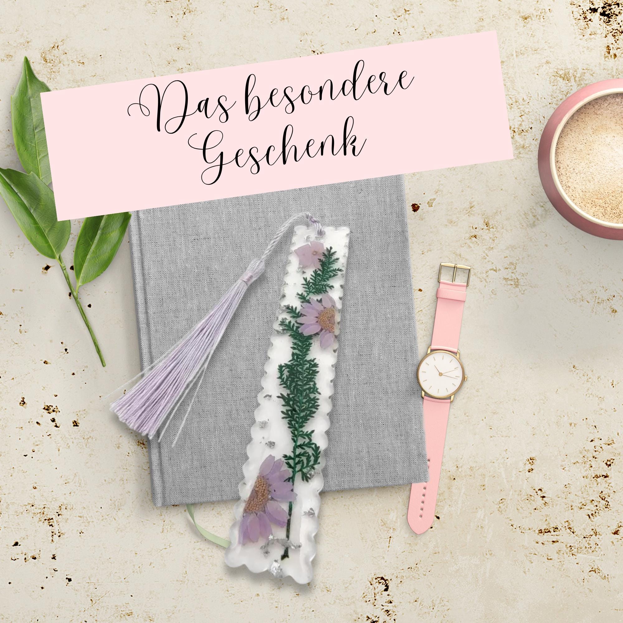 Lesezeichen aus Epoxidharz mit echten Blüten Geschenk Freundin Geburtstag Mitbringsel Geschenkidee Buchzeichen transparent #LEEPOX