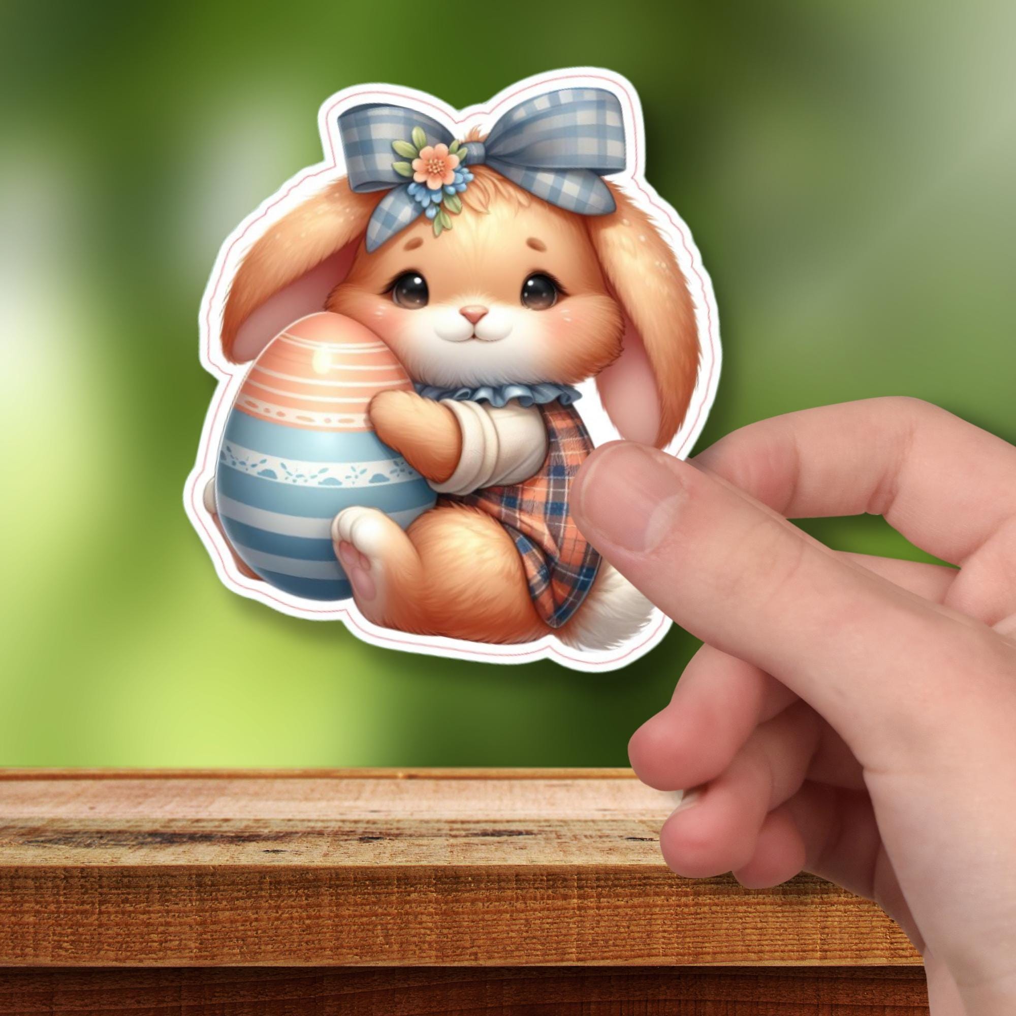 Aufkleber Ostern großer 8 cm Sticker niedliches Häschen Deko Hase Geschenkaufkleber Osterhase - zur Auswahl in Weiß oder Transparent  #SEG8