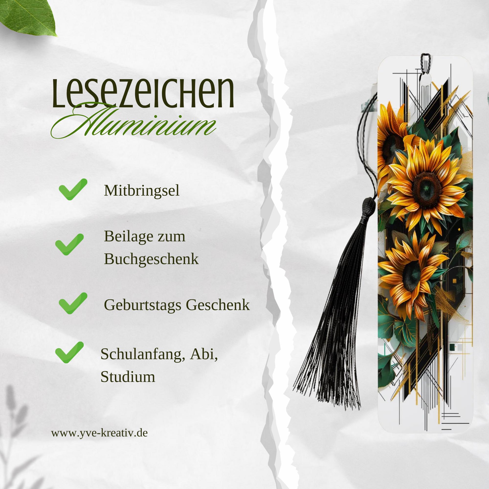 Lesezeichen aus Metall Geschenk Freundin Bücherzeichen Narzissen Mitbringsel Mama Bookmark Sonnenblume - 2 Motive zur Auswahl  #LEALU