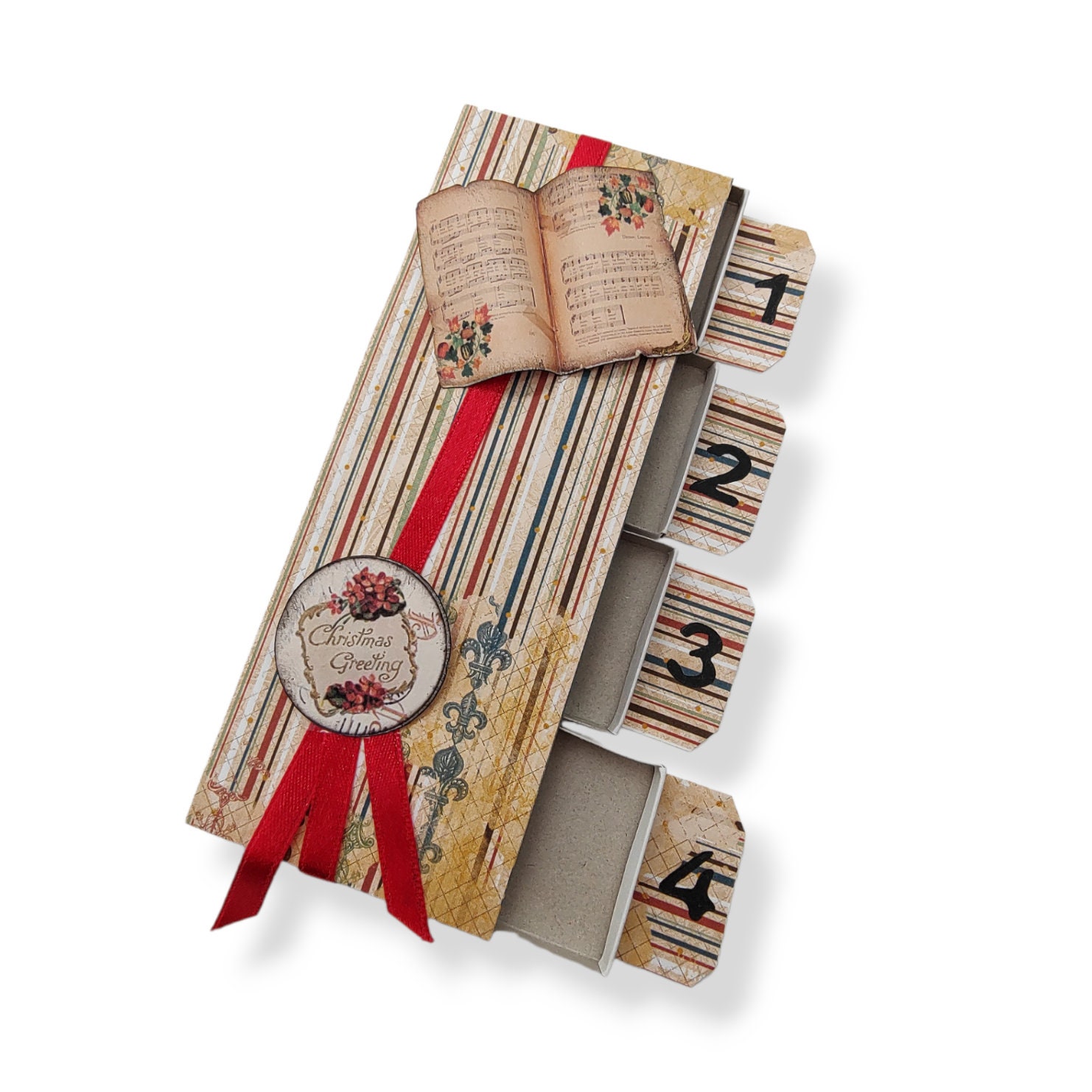 Adventskalender zum Befüllen aus 4 Streichholzschachteln  #627796305