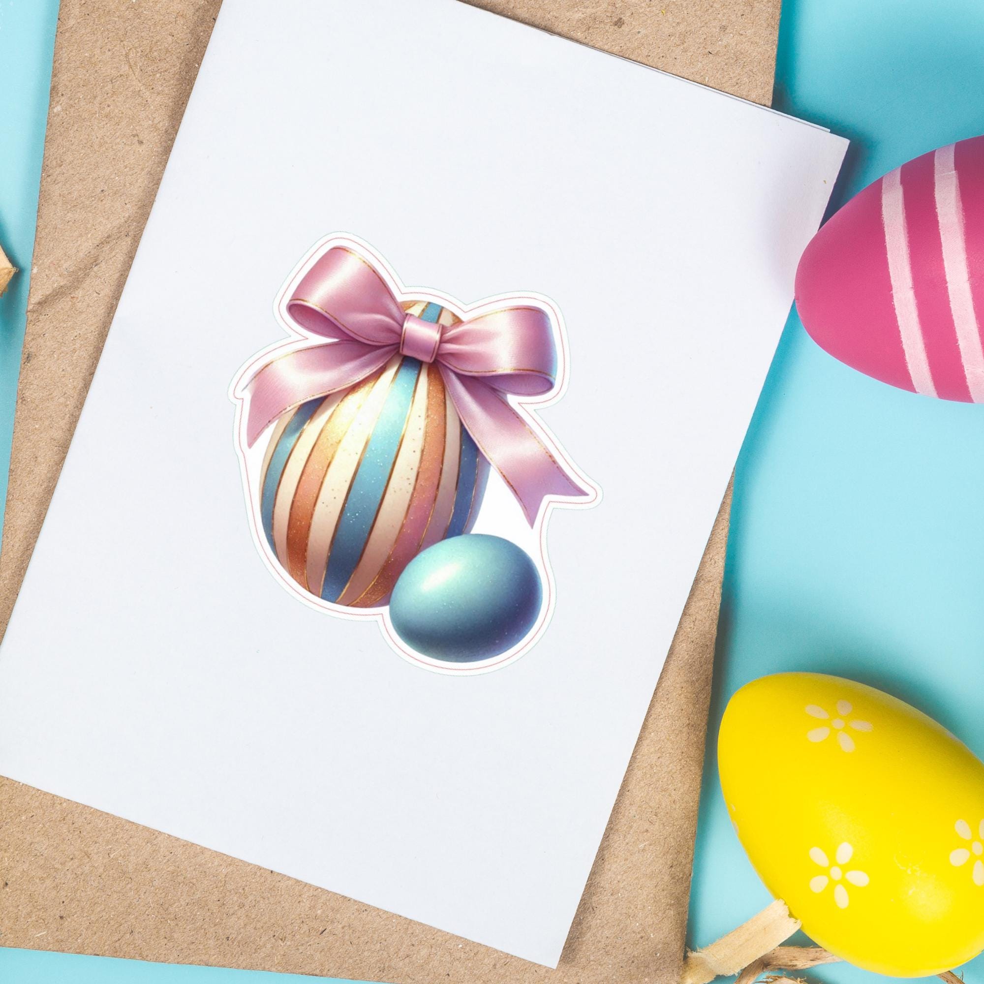 Aufkleber Ostern großer 8 cm Sticker Osterei Deko Osterfest Geschenkaufkleber Dekoei - zur Auswahl in Weiß oder Transparent  #SEG8