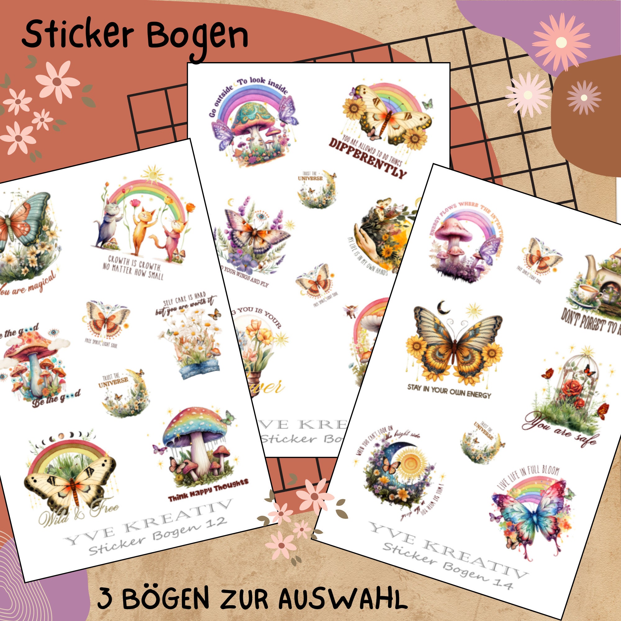 Aufkleber Motivation Aufmunterung Sticker Bogen Set 3 Stickerbogen zur Auswahl in Weiß - Transparent - Matt - Glanz #SBA6 Aufkleber Motivation Aufmunterung Sticker Bogen Set 3 Stickerbogen zur Auswahl in Weiß - Transparent - Matt - Glanz #SBA6