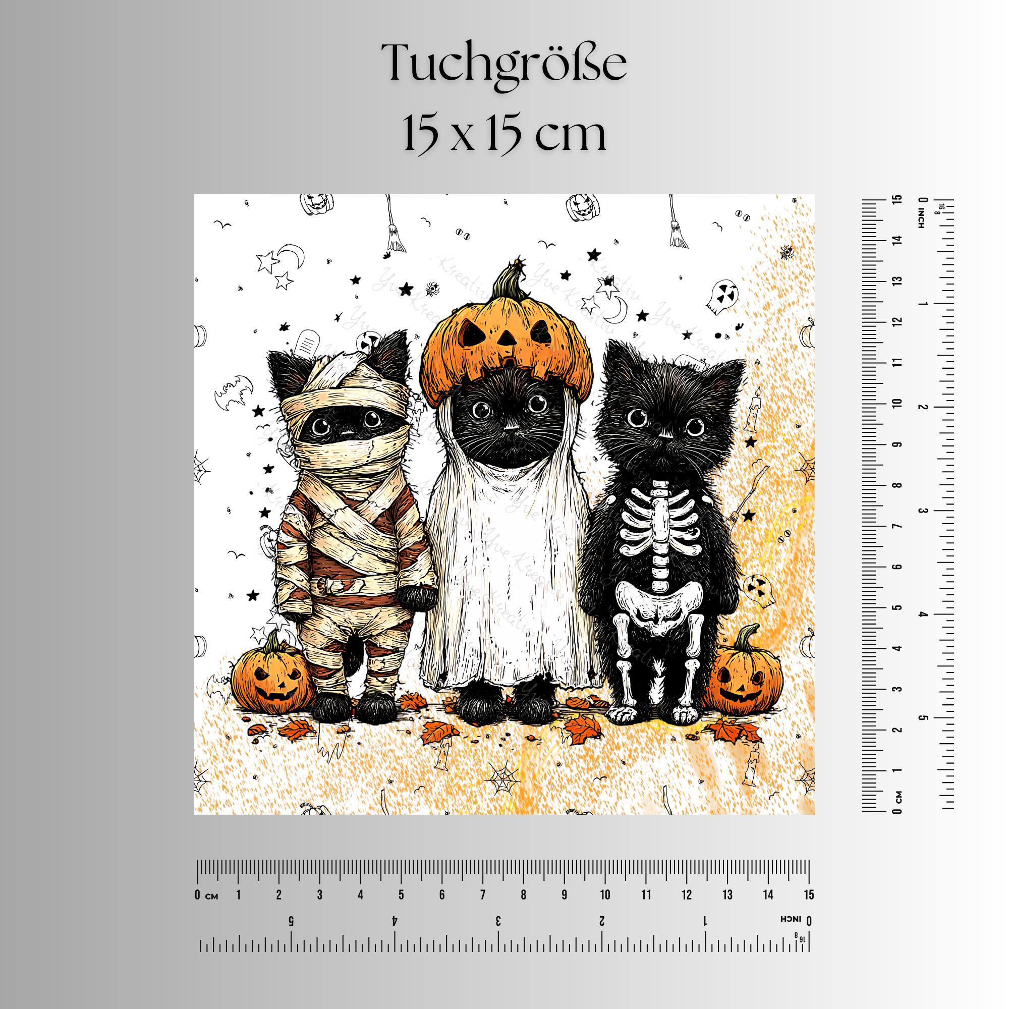 Brillenputztuch Halloween schwarze Katzen bedrucktes Tuch für Sonnenbrille Displays Handy Geschenk Herbst Mitbringsel Katzenbesitzer #SA12