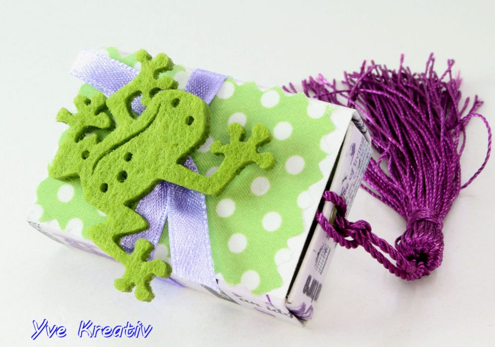 Kleine Schachtel mit Lavendel, verzierte Streichholzschachtel als originelle Geschenkverpackung für Geld, Gutscheine und mehr