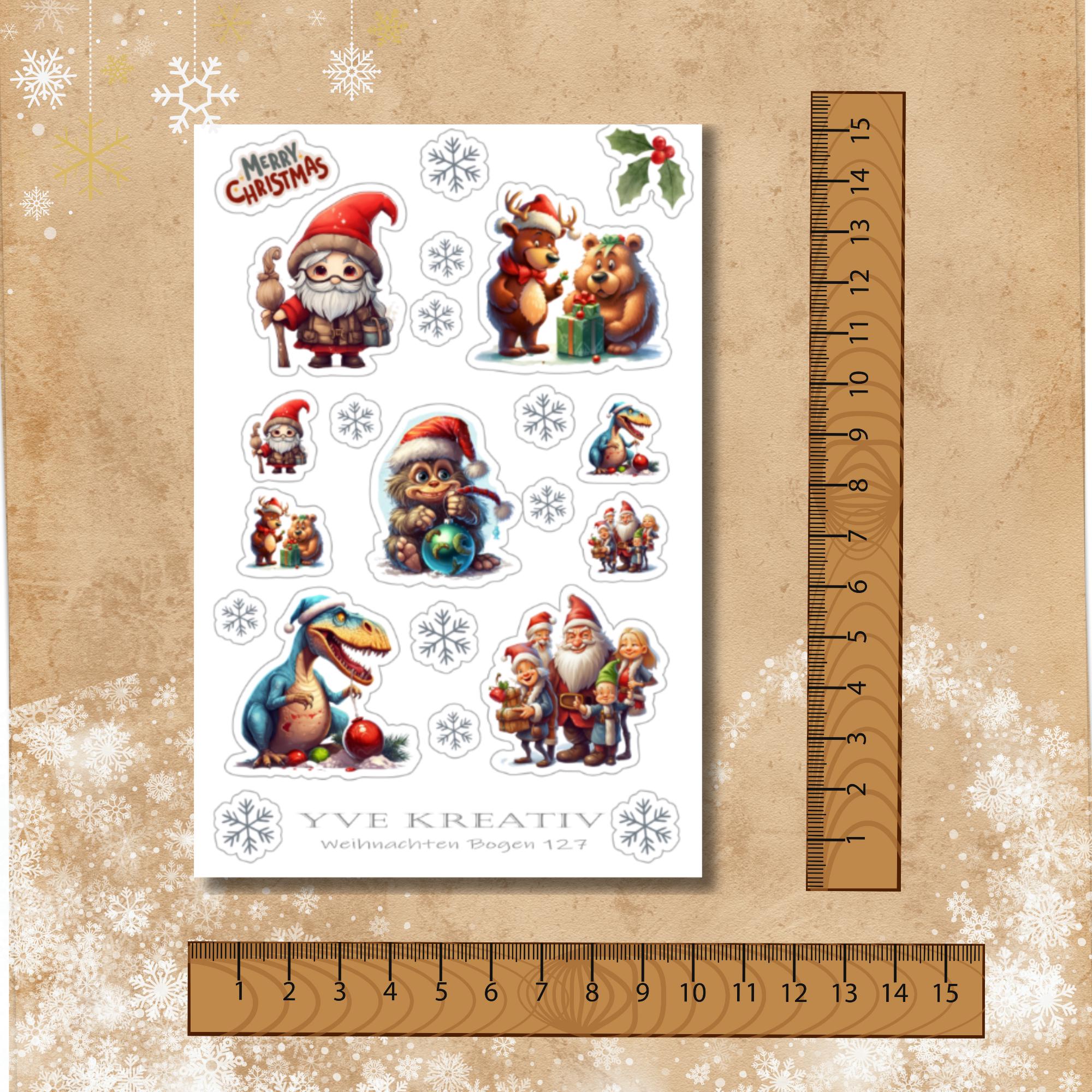 Aufkleber, Weihnachten, Crazy Christmas, Sticker - 2 Stickerbogen zur Auswahl in Weiß - Transparent - Matt - Glanz  #SBA6