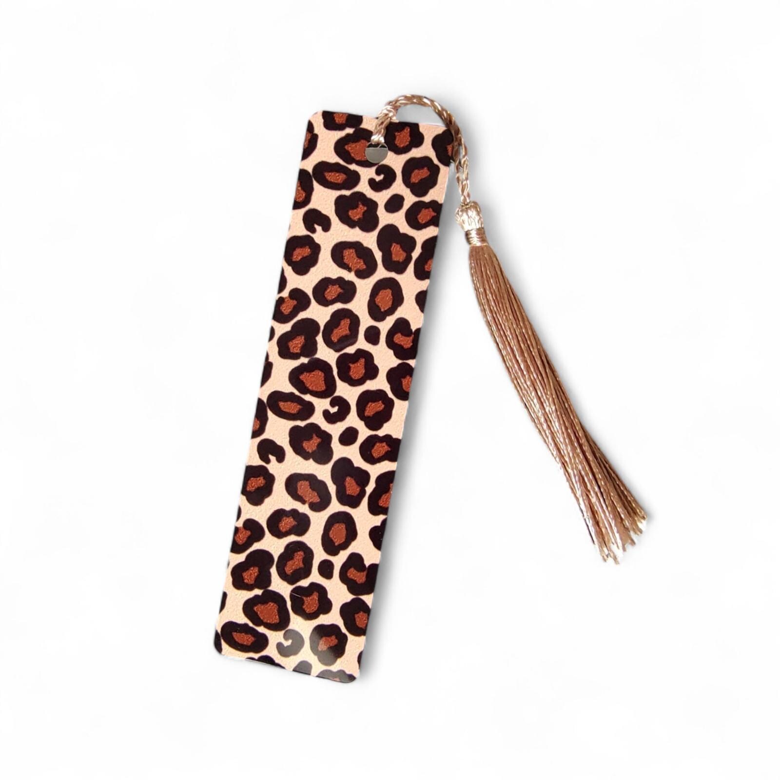 Lesezeichen aus Aluminium Geschenk zum Geburtstag, Muttertag Buchgeschenk "Motiv Animal Print Leopard" Bookmark #LEALU