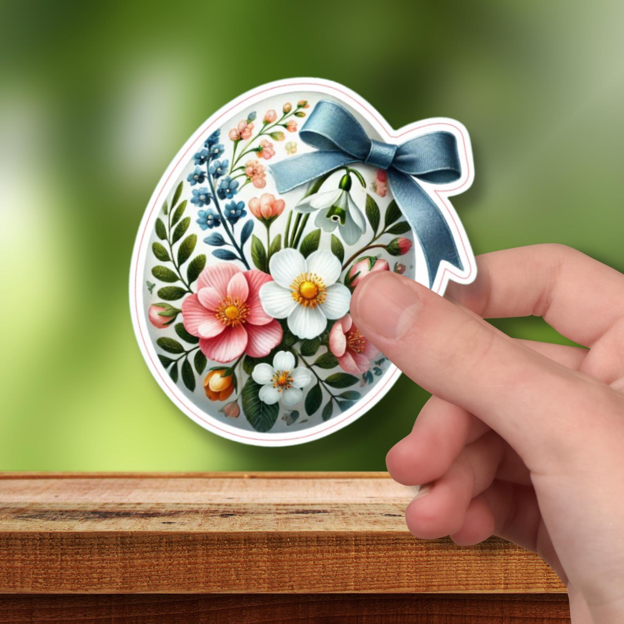 Aufkleber Ostern großer 8 cm Sticker Osterei Deko Osterfest Geschenkaufkleber Dekoei - zur Auswahl in Weiß oder Transparent  #SEG8