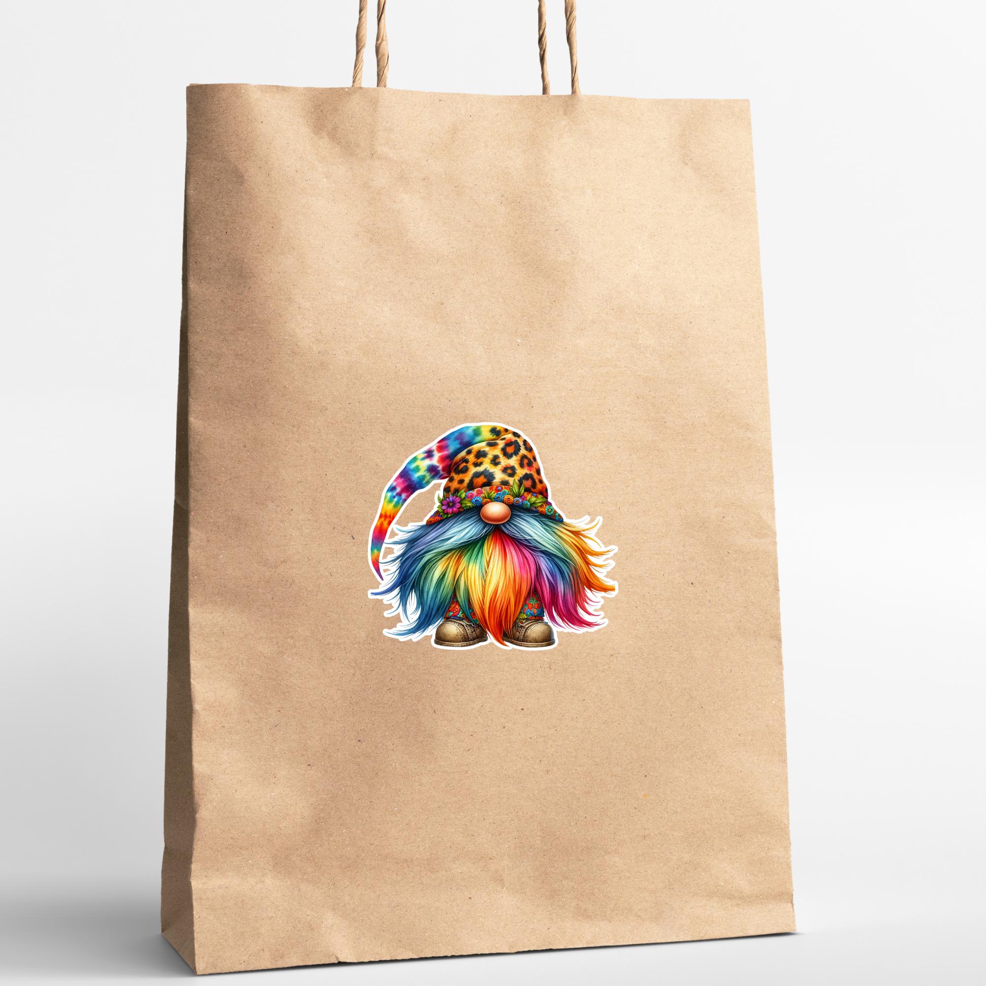 Kofferaufkleber, Geschenkaufkleber, Aufkleber Regenbogen Wichtel, großer Sticker I zur Auswahl in Weiß oder Transparent  #SEG8