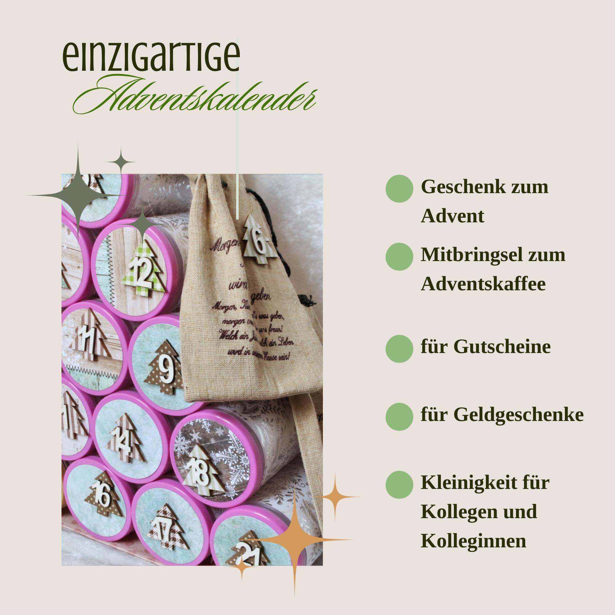 Adventskalender zum Befüllen aus 24 Dosen Upcycling zu Weihnachten Adventsdeko Adventskalender außergewöhnlich Geschenk Freundin #853462823