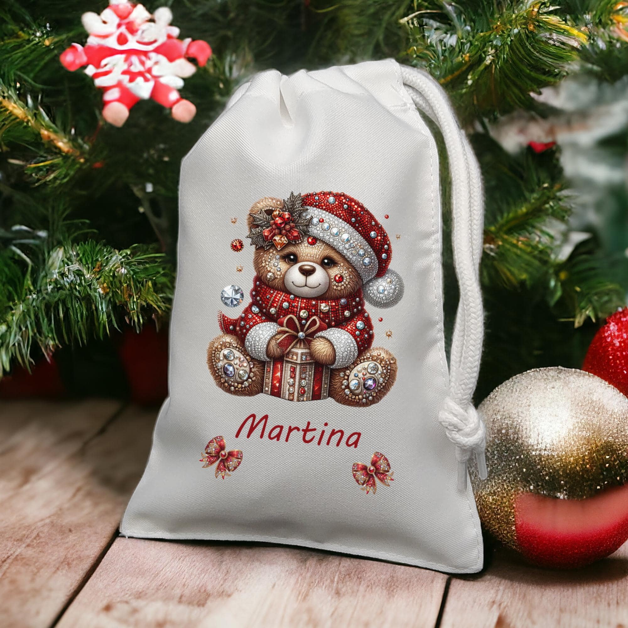 Geschenksäckchen personalisiert mit Namen, Weihnachtsgeschenkbeutel, Stoffsäckchen, Stofftasche, Stoffbeutel, Geschenkverpackung  #GSSUB