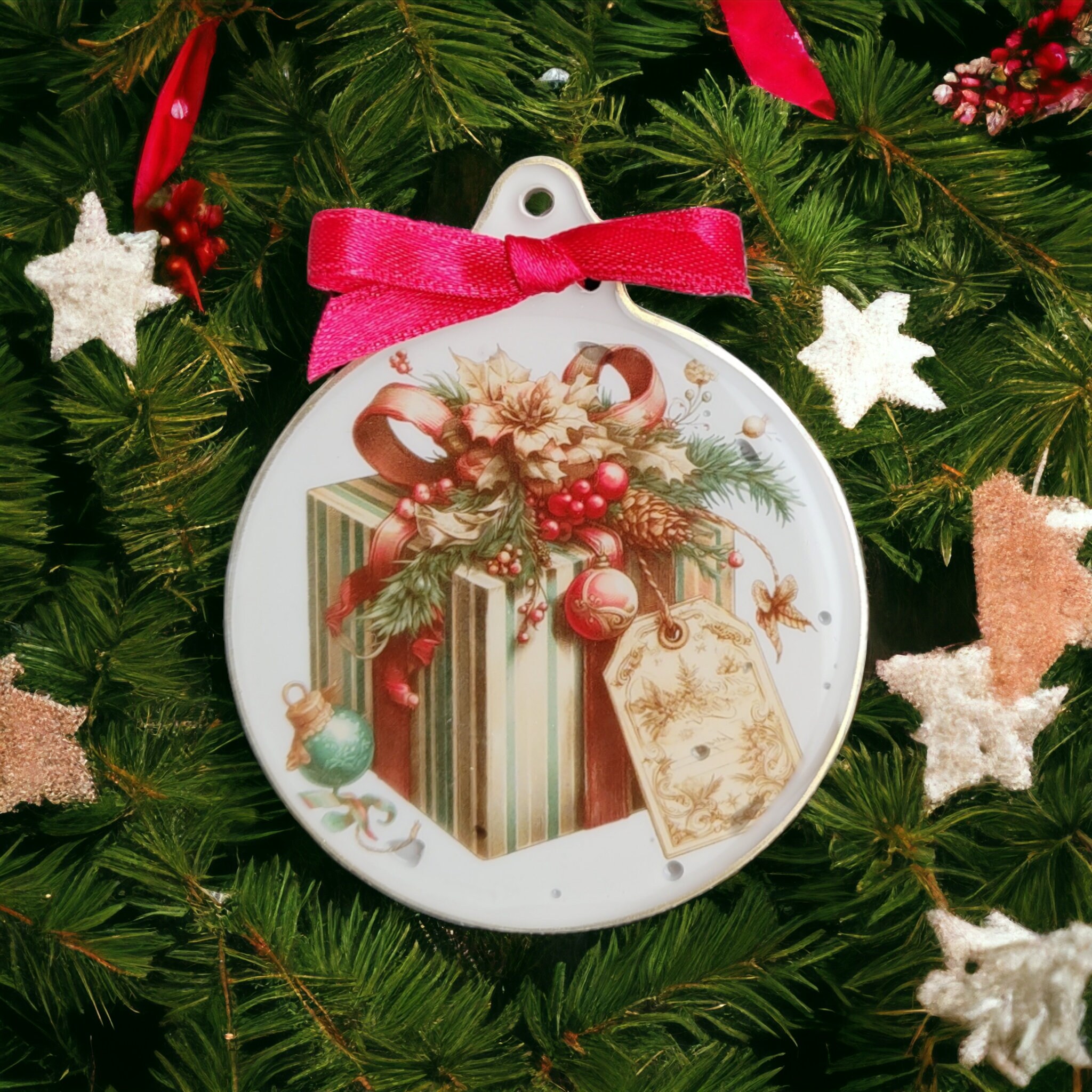 Weihnachtskugel Weihnachtsschmuck Baumanhänger Christmas Ornaments auf einer Weihnachtskarte inkl. Kuvert  #1622387839