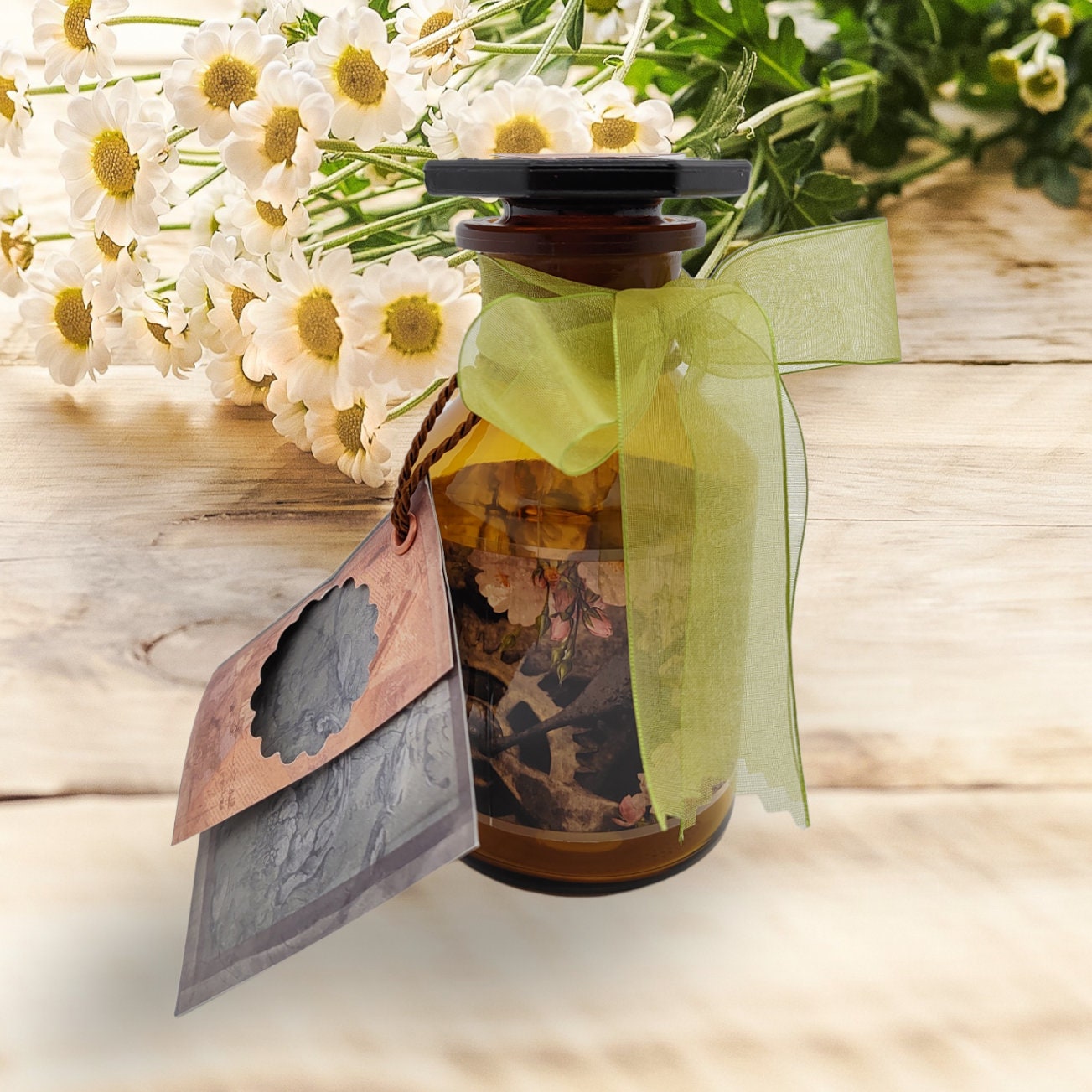 Flaschenpost "Nostalgie" für Geldgeschenk Gutschein Grüße in Apothekerflasche