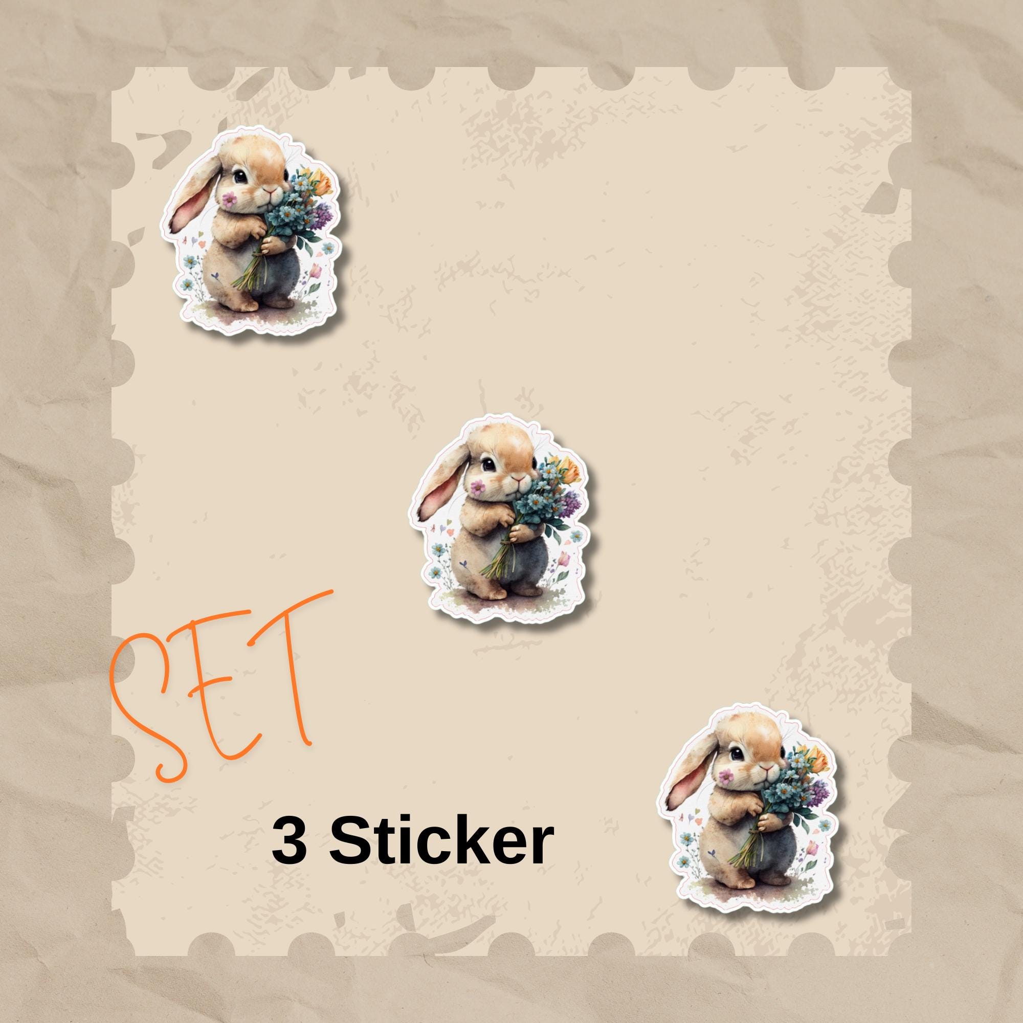 Aufkleber Ostern großer 8 cm Sticker niedliches Häschen Deko Hase Geschenkaufkleber Osterhase - zur Auswahl in Weiß oder Transparent  #SEG8