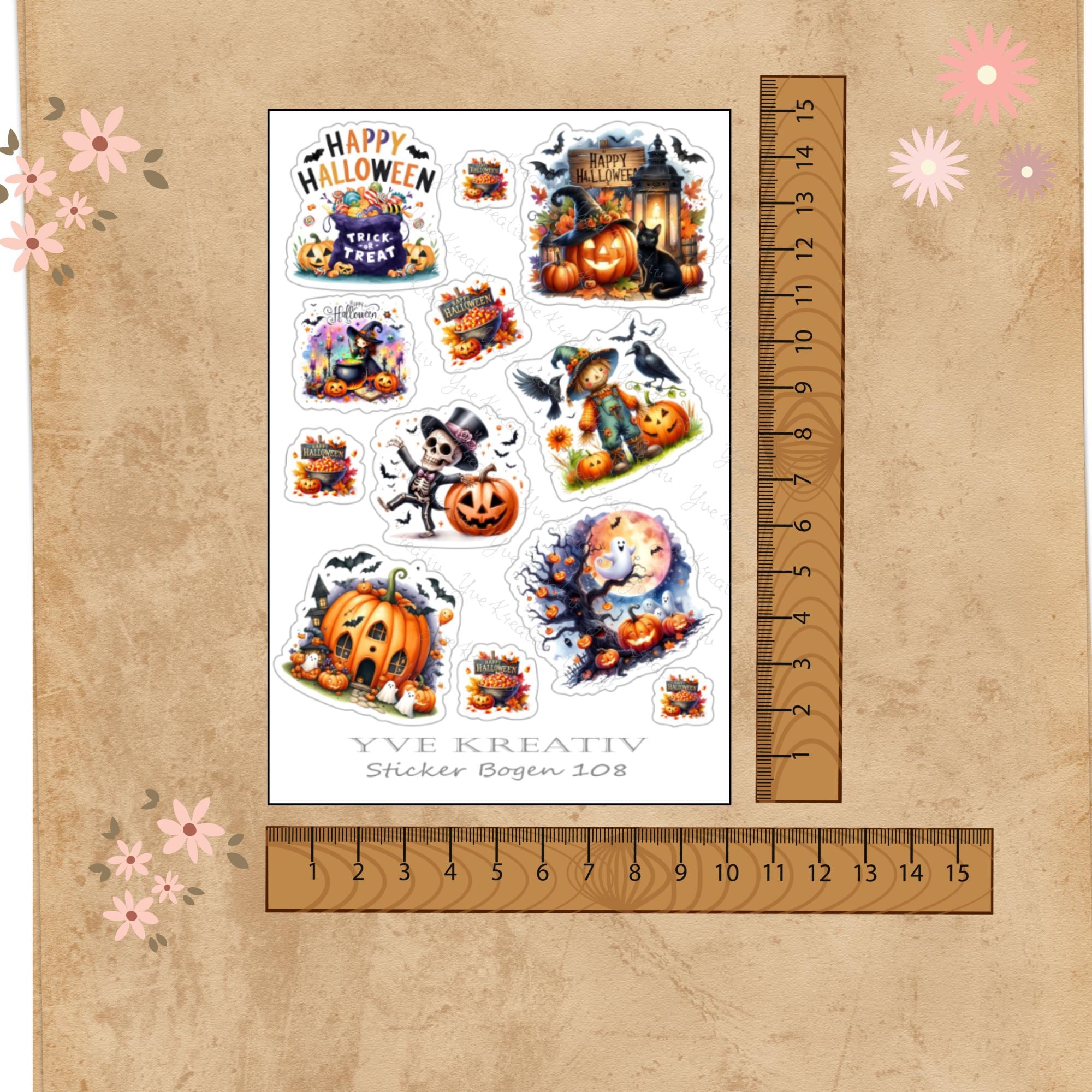 Aufkleber Halloween Stickerbogen Grusel Kürbis Vampire Sticker Set - 3 Bögen zur Auswahl in Weiß - Transparent - Matt - Glanz #SBA6 Aufkleber Halloween Stickerbogen Grusel Kürbis Vampire Sticker Set - 3 Bögen zur Auswahl in Weiß - Transparent - Matt - Glanz #SBA6