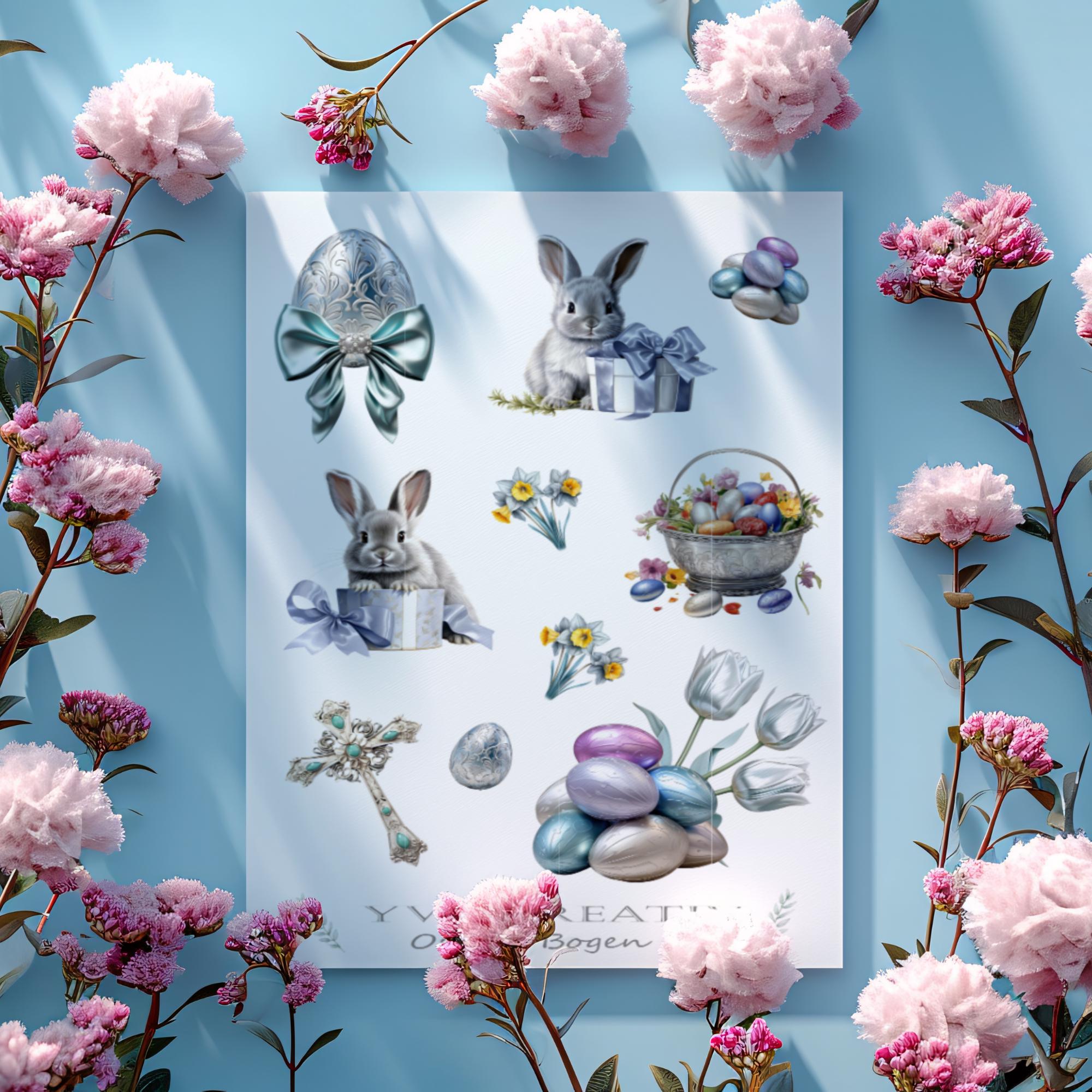 Stickerbogen Aufkleber "Ostern" | Sticker Set - Sticker Bogen zur Auswahl in Weiß - Transparent - Matt - Glanz  #SBA6