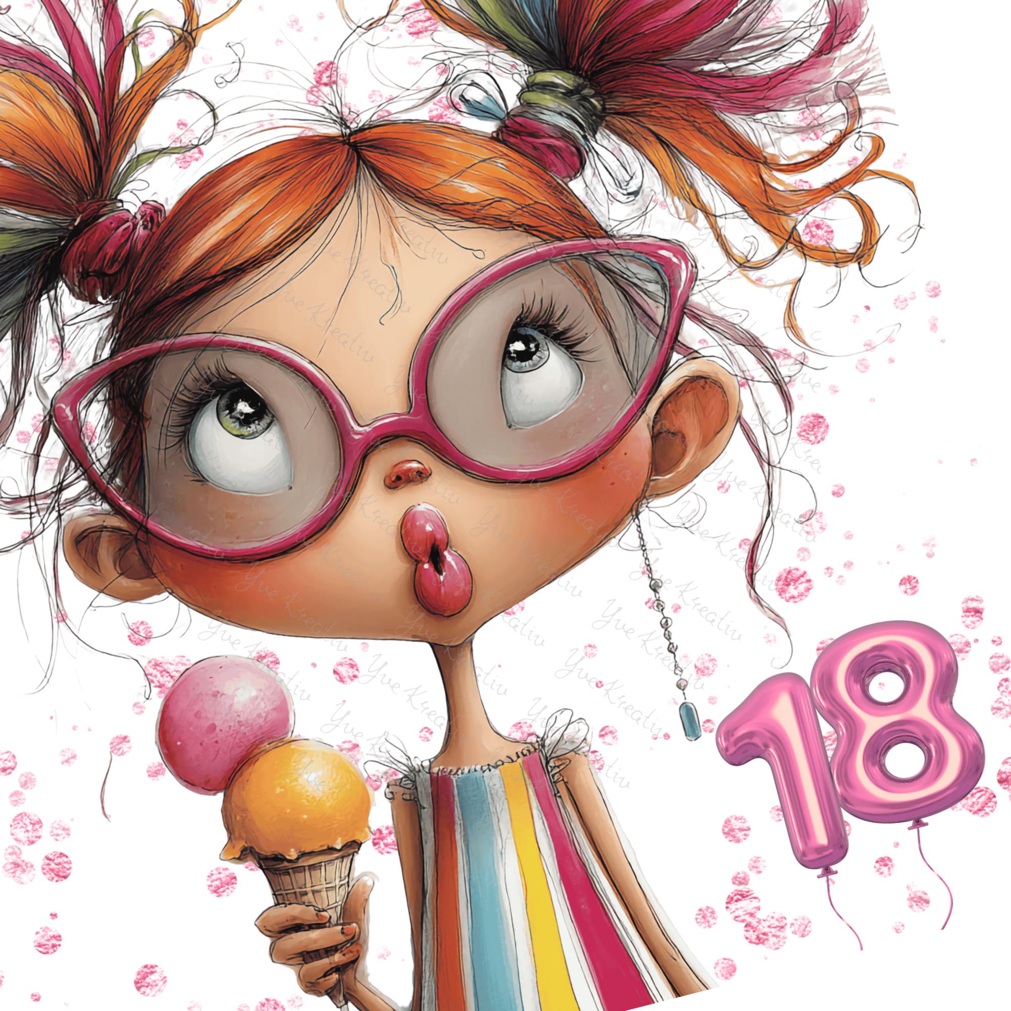 Brillenputztuch 18. Geburtstag Mädchen bedrucktes Mikrofasertuch für Brille Sonnenbrille Displays Handyputztuch Brillentuch Mikrofaser #AL85