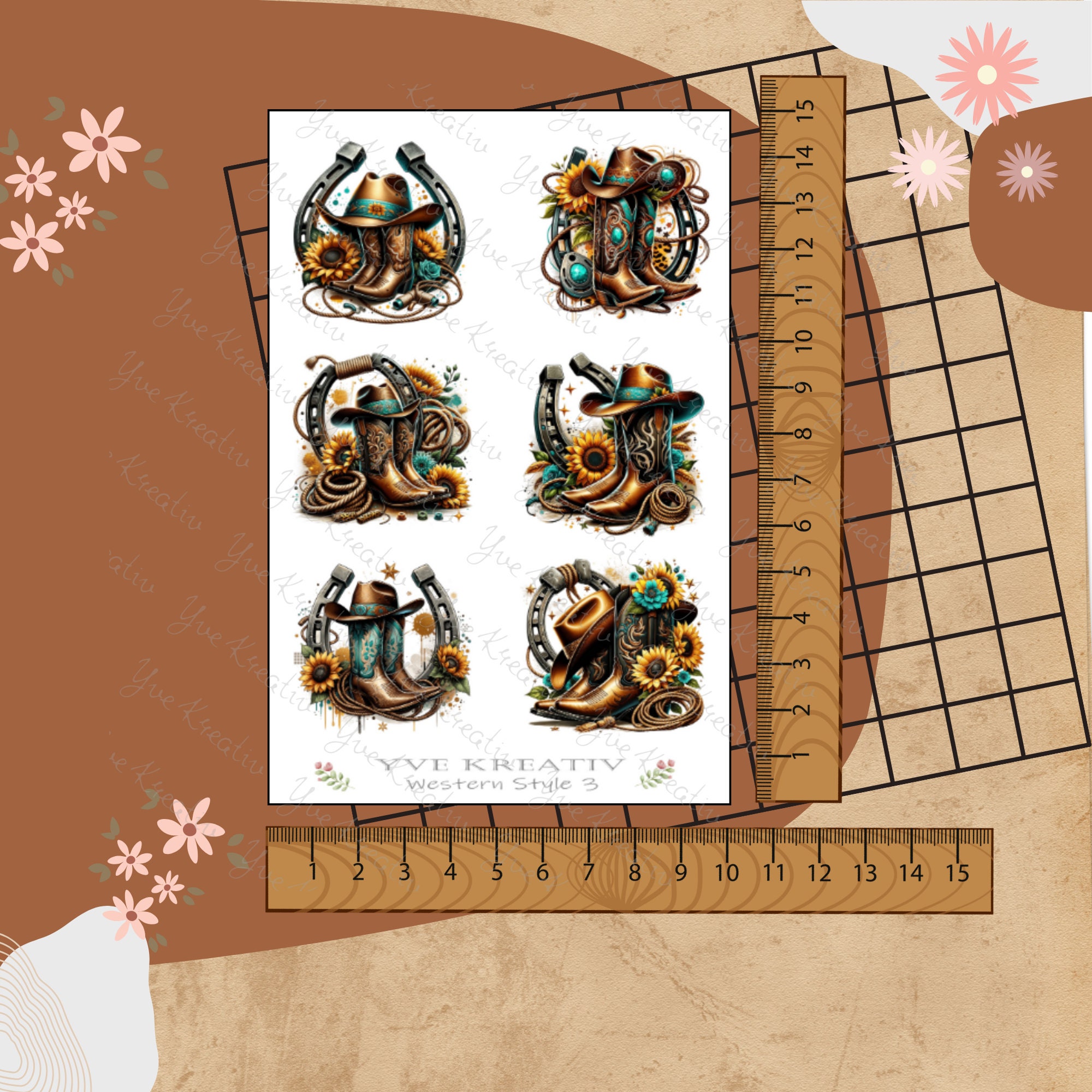 Sticker Bogen "Western Boots Stiefel" | Sticker Set - Aufkleber 3 Stickerbogen zur Auswahl in Weiß - Transparent - Matt - Glanz #SBA6