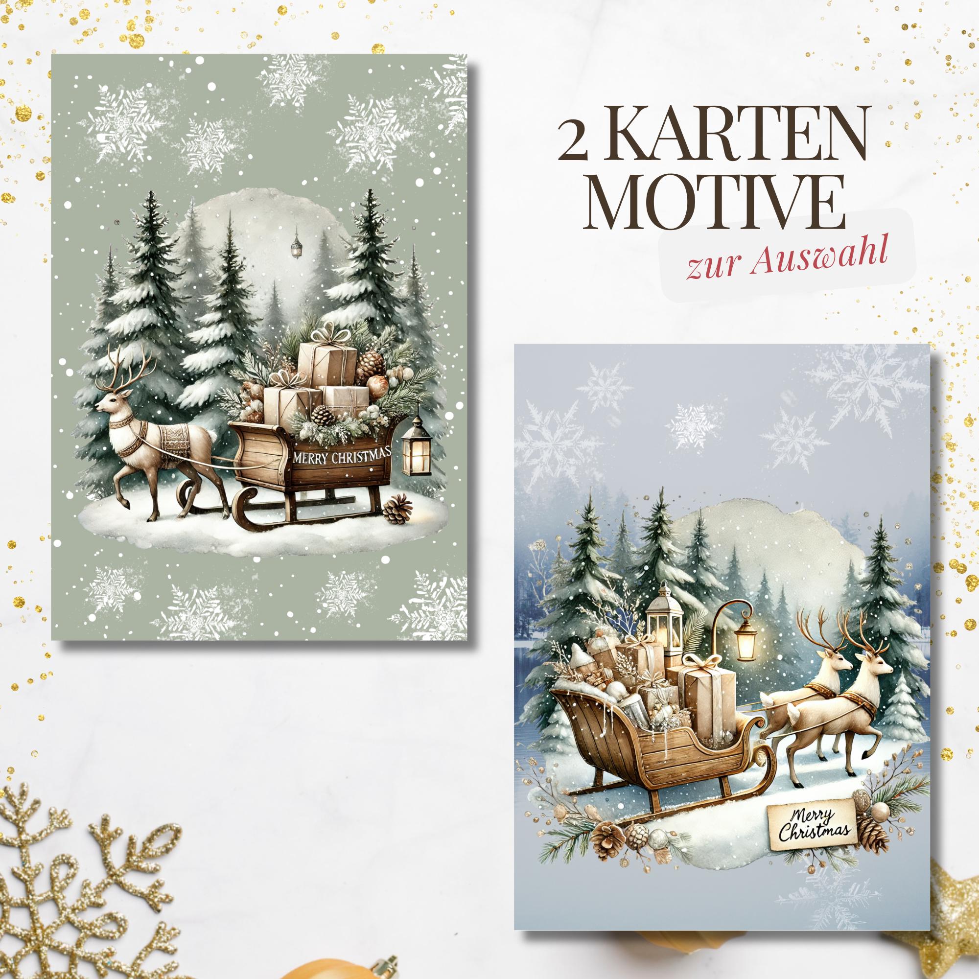 Weihnachtskarte, 2 Kartenmotive zur Auswahl, Postkarte, Grußkarte, Geschenkkarte, Weihnachtsgruß  #PHO
