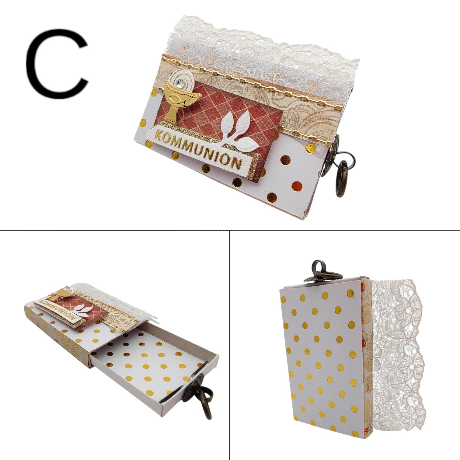 Geld Verpackung, Streichholzschachtel für Geldgeschenk zur Kommunion Konfirmation Firmung, kleine Geschenkschachtel #662119092-A,B,C,D