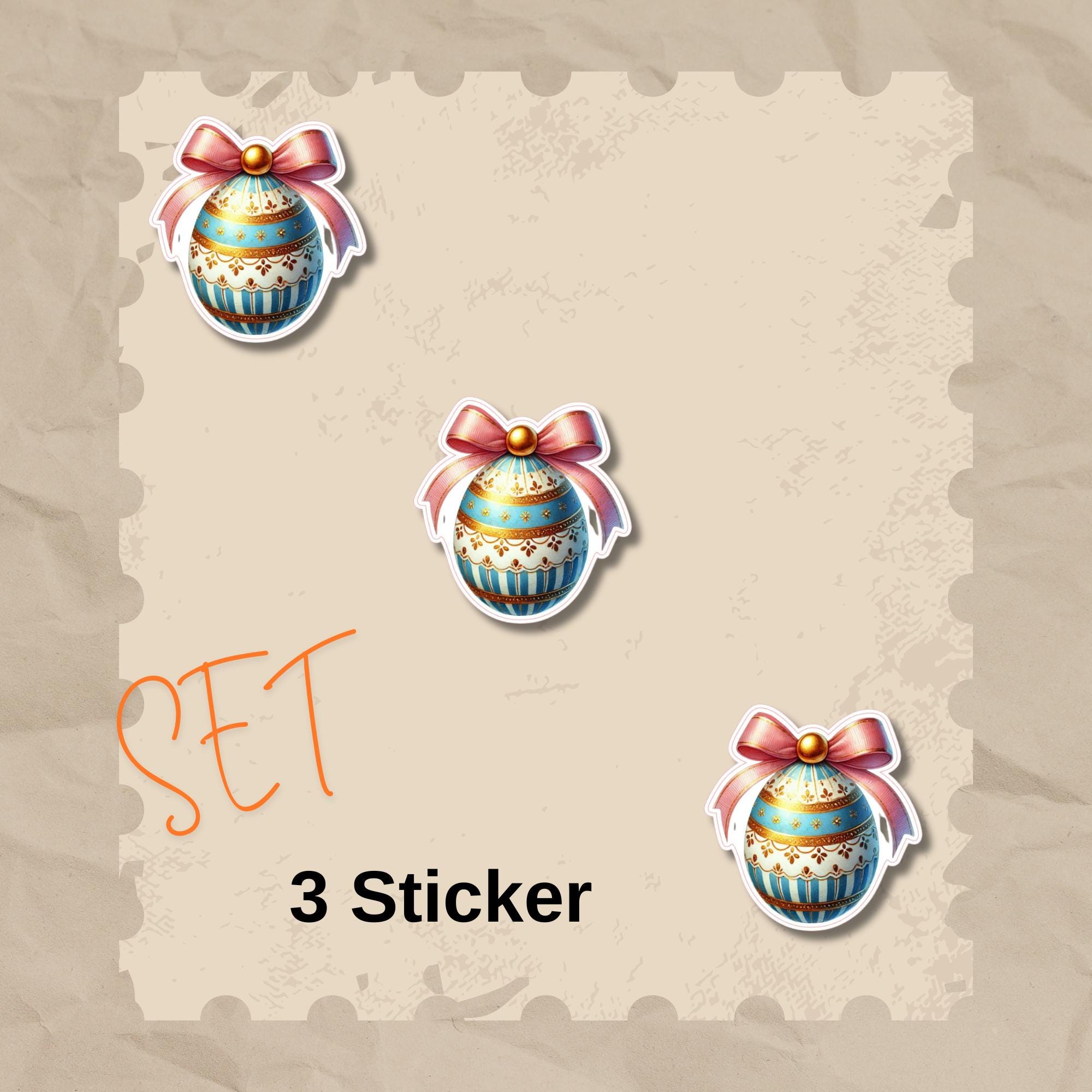 Aufkleber Ostern großer 8 cm Sticker Osterei Deko Osterfest Geschenkaufkleber Dekoei - zur Auswahl in Weiß oder Transparent  #SEG8
