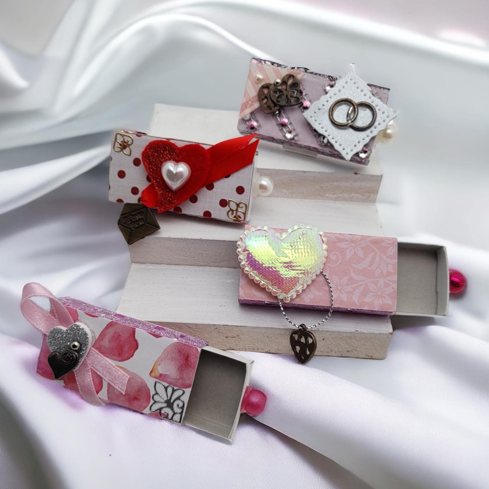 Schachtel Geldgeschenk Hochzeit verzierte Streichholzschachtel als originelle Geschenkverpackung für Geld Gutscheine  #613961050-A,B,C,D