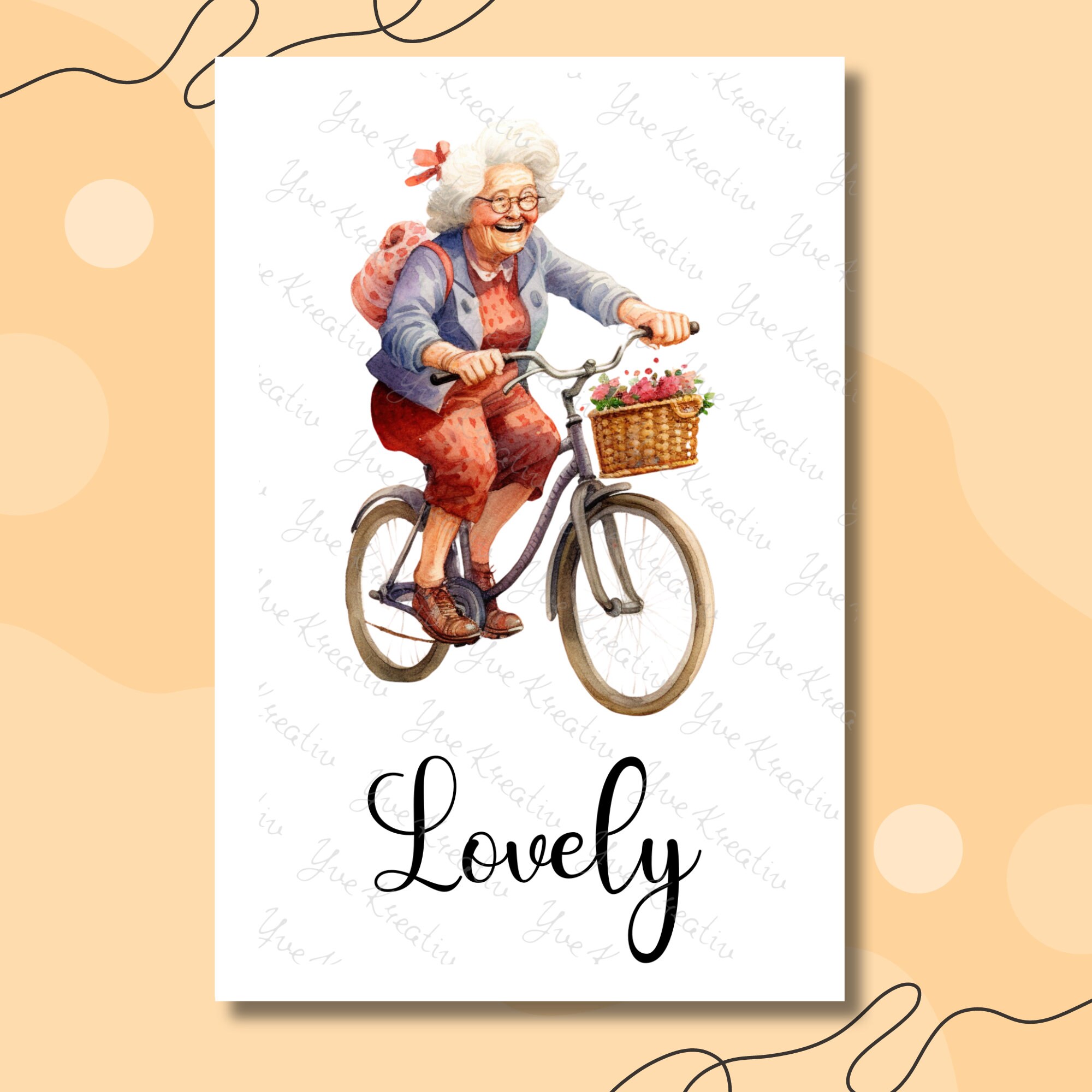 Postkarte, Grußkarte, Karte zum Geburtstag I Crazy, Funny, Lovely I Old Lady, Oma, Großmutter   #PHO
