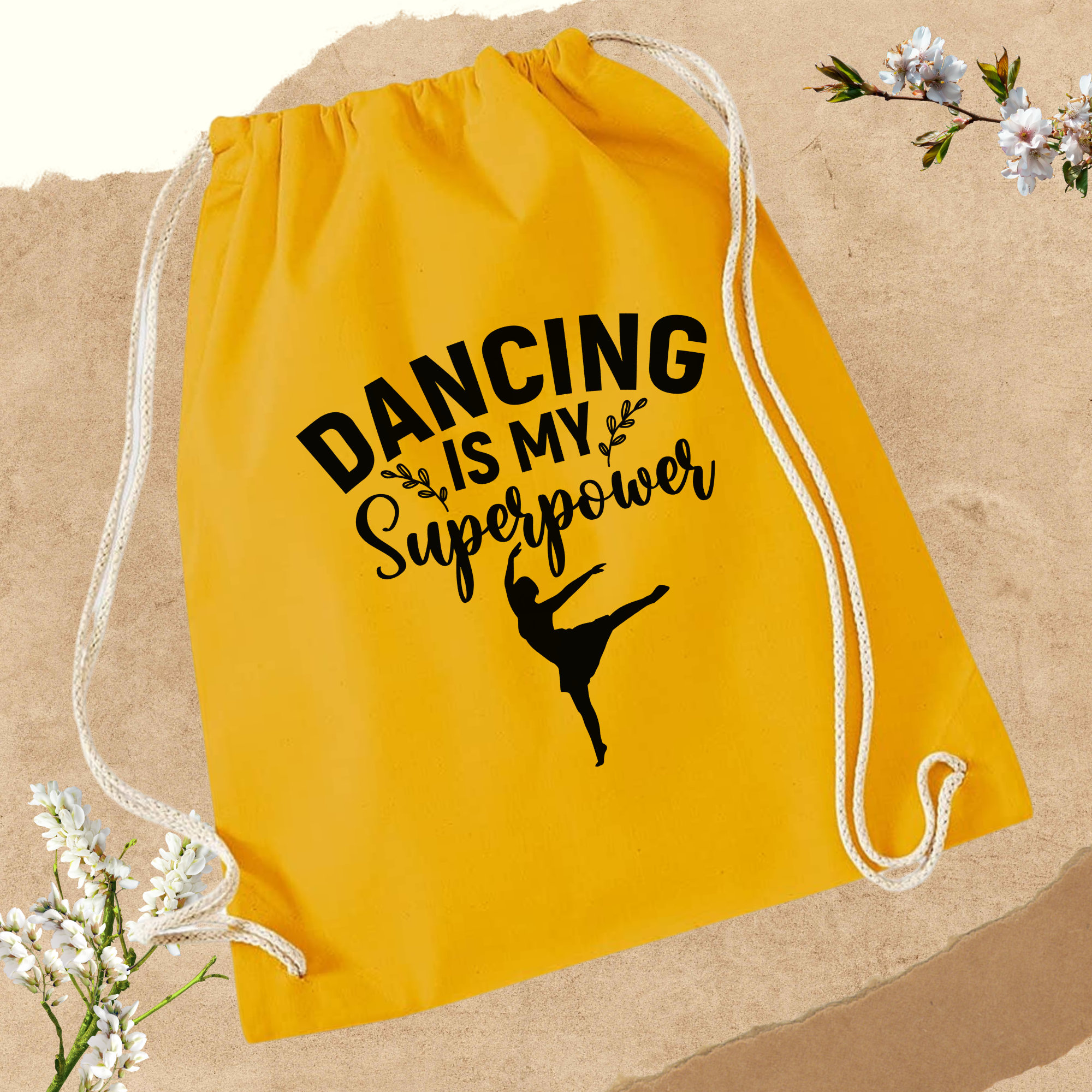 Turnbeutel "Dance" zum Zuziehen | Zuziehbeutel Stoffbeutel Sporttasche Rucksack Tanzschuh Tasche - 4 Farben zur Auswahl