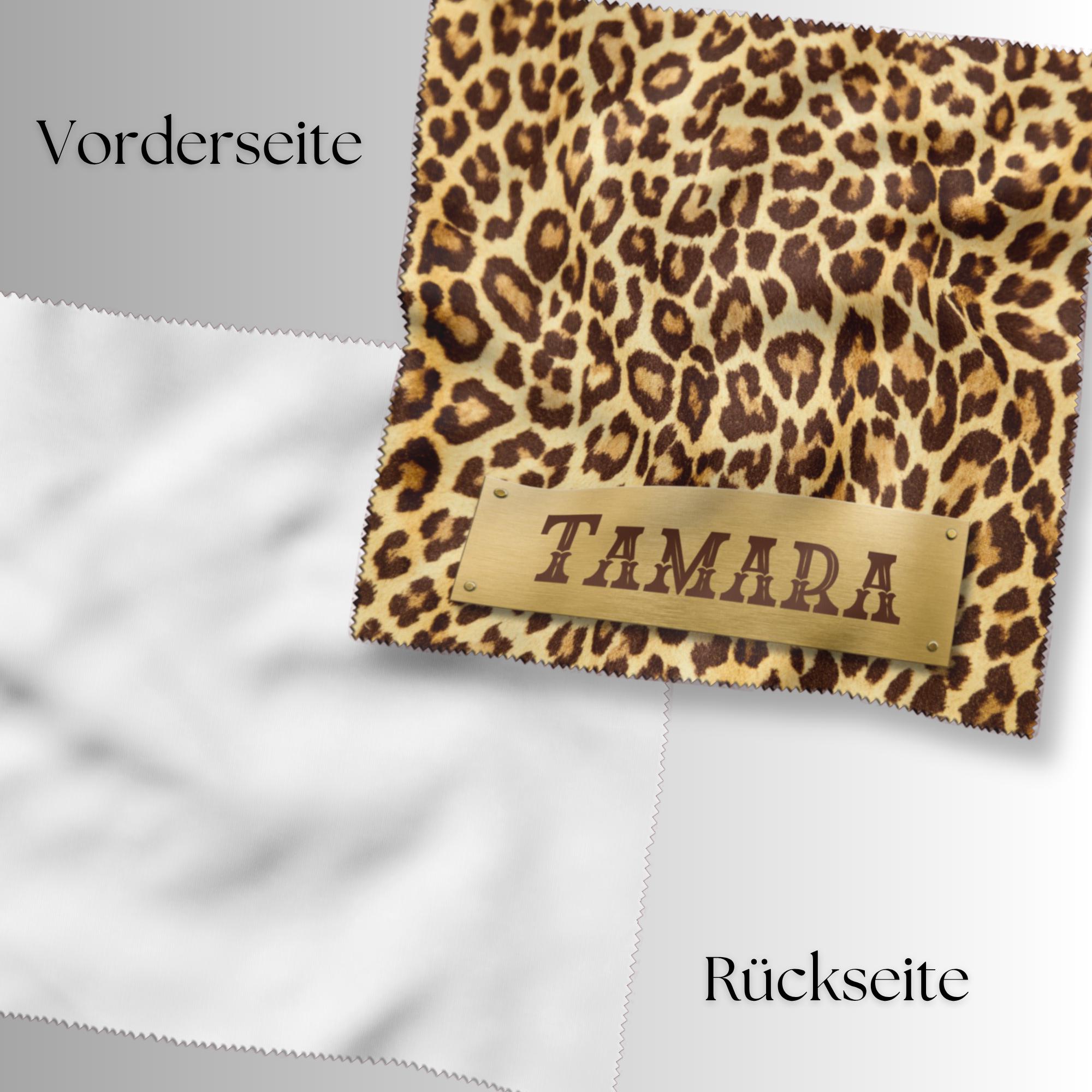 Brillenputztuch Leopard Print personalisiert mit Namen bedrucktes Mikrofasertuch für Display Handy Sonnenbrille Geschenk Animalprint #TI162P Brillenputztuch Leopard Print personalisiert mit Namen bedrucktes Mikrofasertuch für Display Handy Sonnenbrille Geschenk Animalprint #TI162P