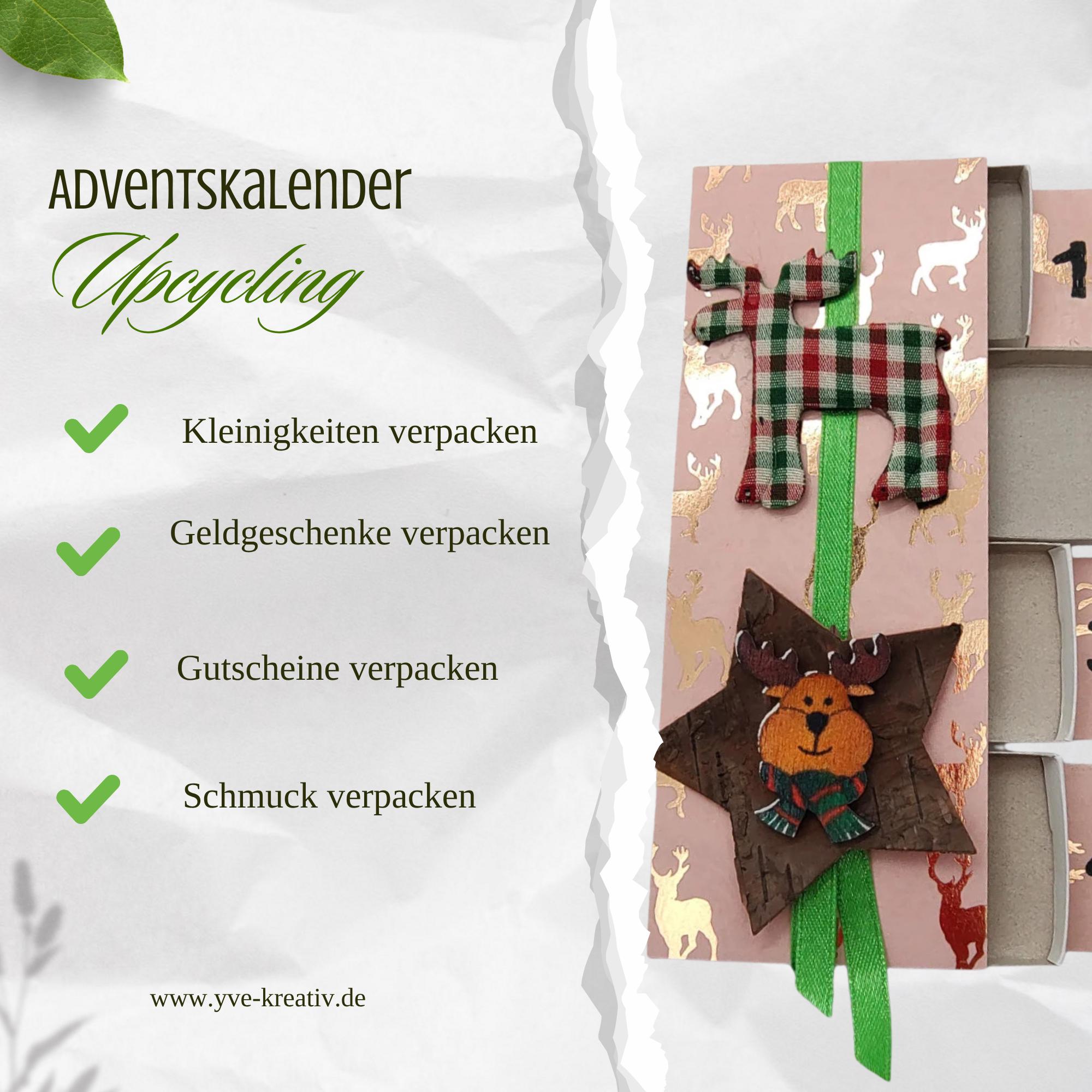Adventskalender zum Befüllen aus 4 Streichholzschachteln Upcycling kleine Adventsgeschenke Geldgeschenk Weihnachten Mitbringsel #627796351