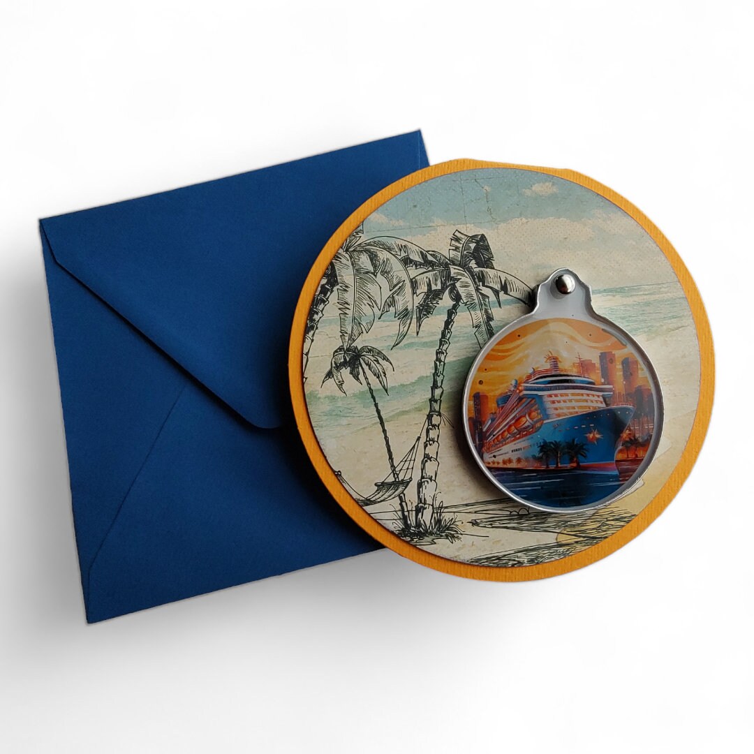 Baumanhänger "Kreuzfahrtschiff" Ornaments auf einer runden Grußkarte inkl. Kuvert  #1622484039