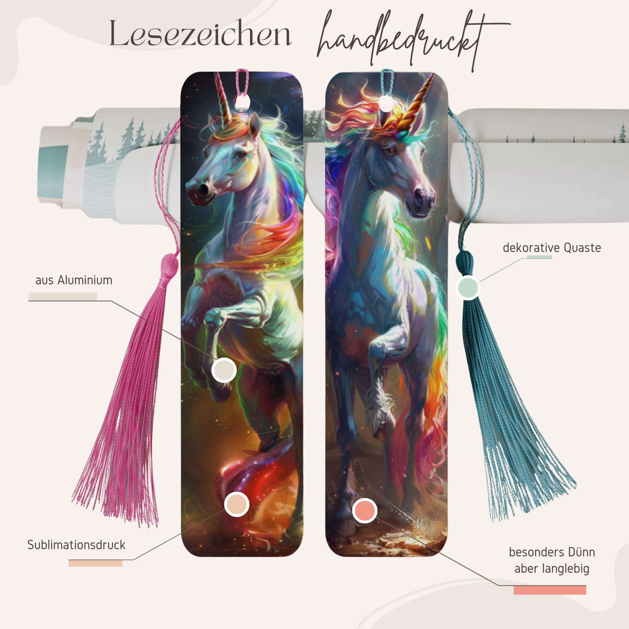 Lesezeichen aus Aluminium Geschenk Geburtstag Einhorn Fantasy Bücher Geschenk für Leseratten Bookmark - 2 Motive zur Auswahl #LEALU Lesezeichen aus Aluminium Geschenk Geburtstag Einhorn Fantasy Bücher Geschenk für Leseratten Bookmark - 2 Motive zur Auswahl #LEALU