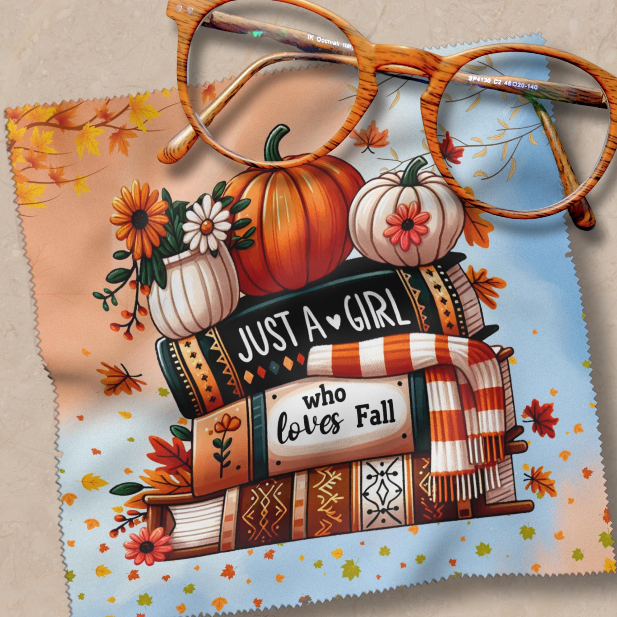 Brillenputztuch Bücher Herbst bedrucktes Mikrofasertuch für Brillen Sonnenbrille Display Handy Geschenk Freundin Geburtstag Leseratte #SA13