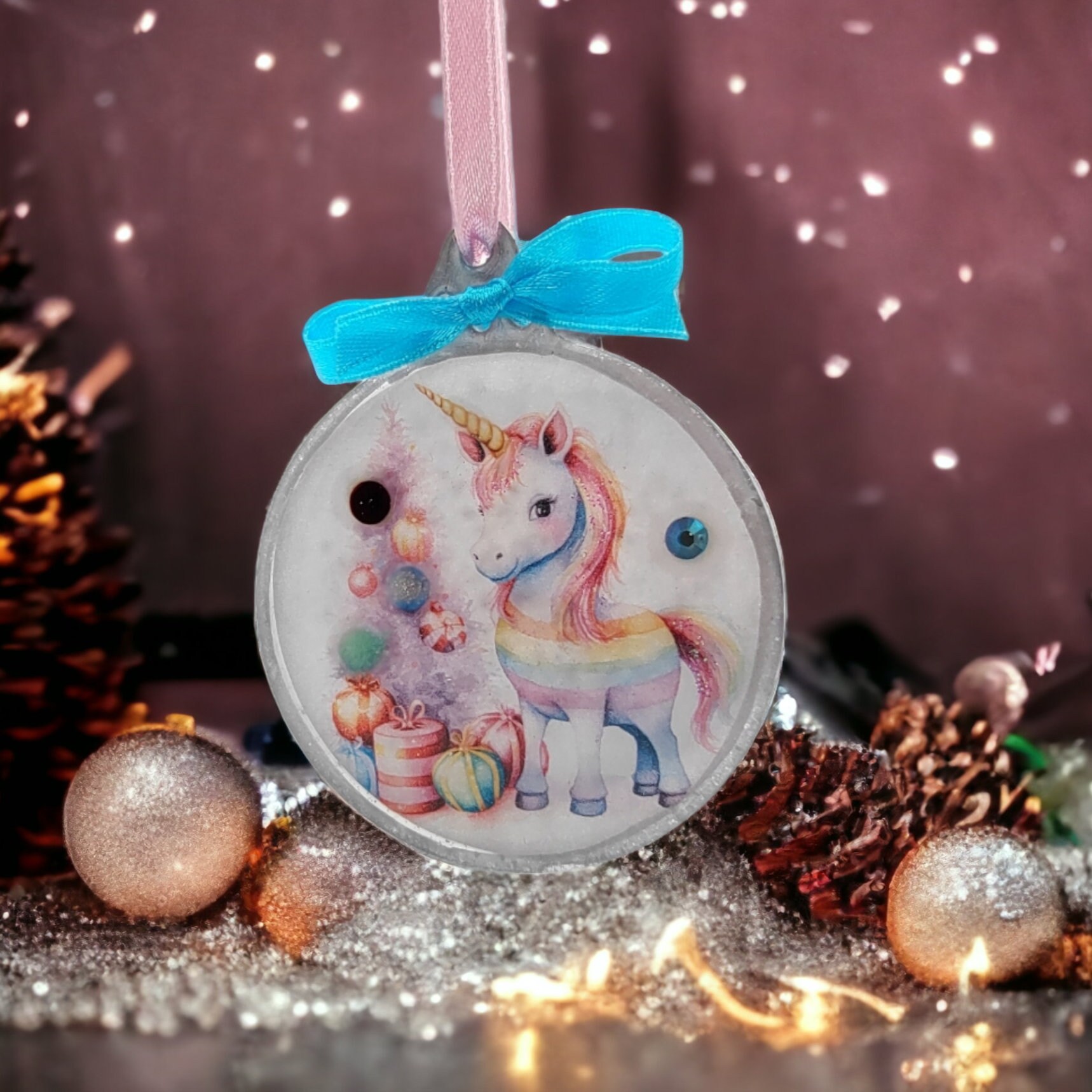 Weihnachtskugel Weihnachtsschmuck Baumanhänger Christmas Ornaments Weihnachten Baumkugel  Motiv "Einhorn"  #1620705585