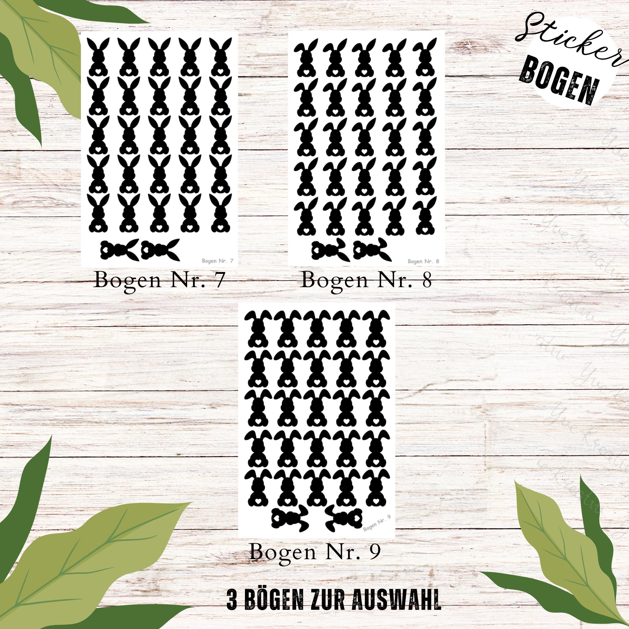 Sticker Bogen Aufkleber - Hase Häschen | 27 Vinyl Sticker pro Bogen - Journal Sticker - 3 Stickerbogen zur Auswahl I Farbe wählbar  #SVEY