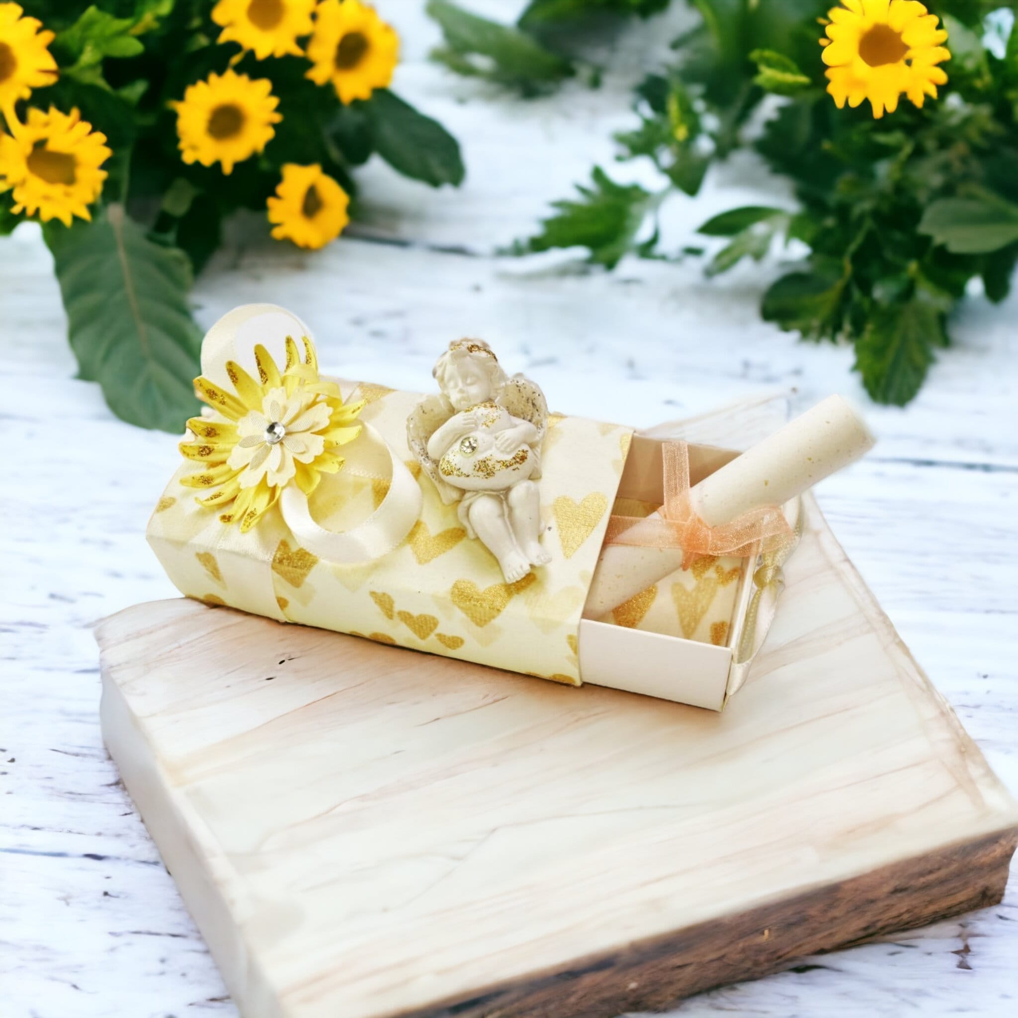 Große Streichholzschachtel für Geldgeschenke oder Gutscheine zur Hochzeit mit Engel