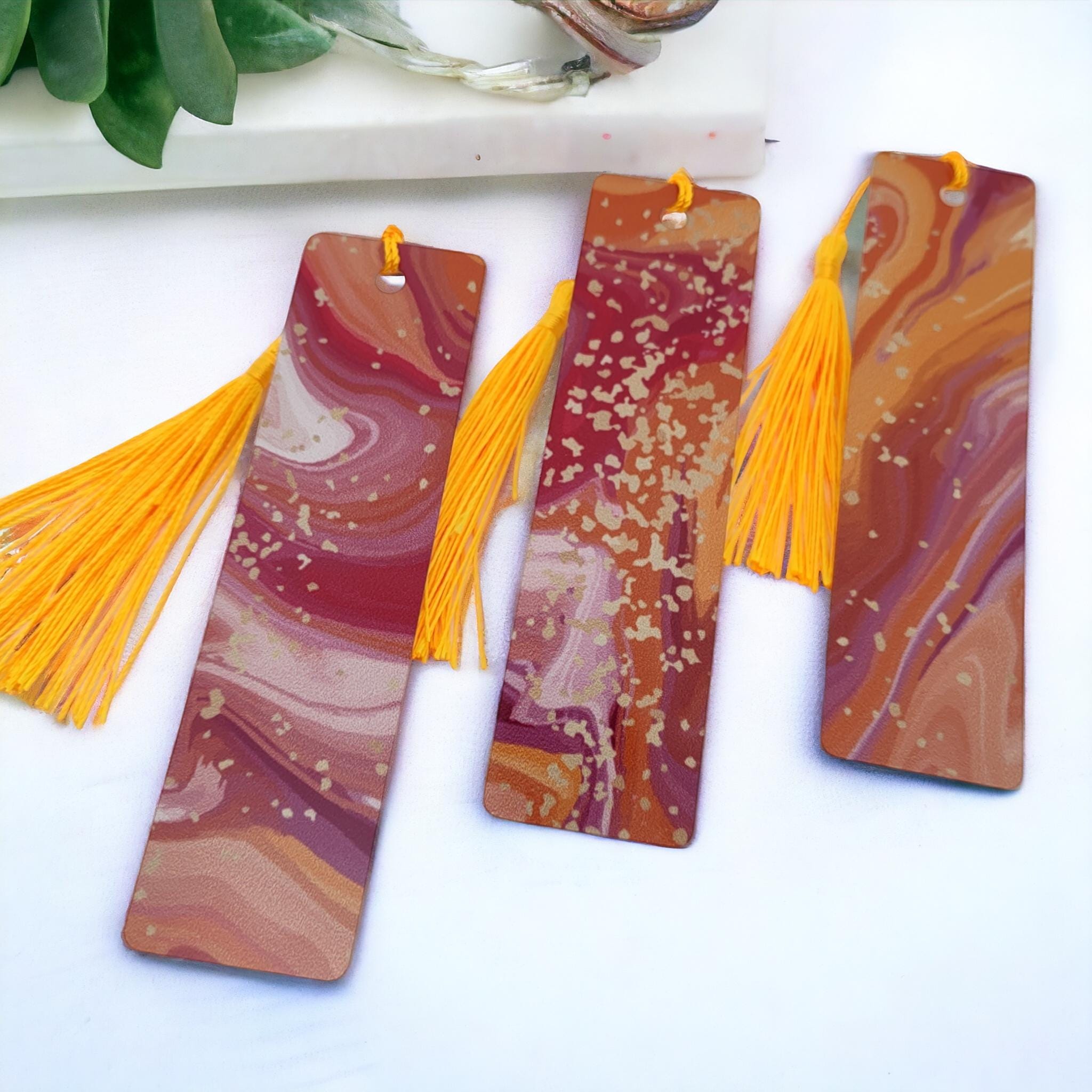 Lesezeichen aus Aluminium Geschenk zum Geburtstag, Muttertag Buchgeschenk "Motiv Marmor Optik" Bookmark #LEALU