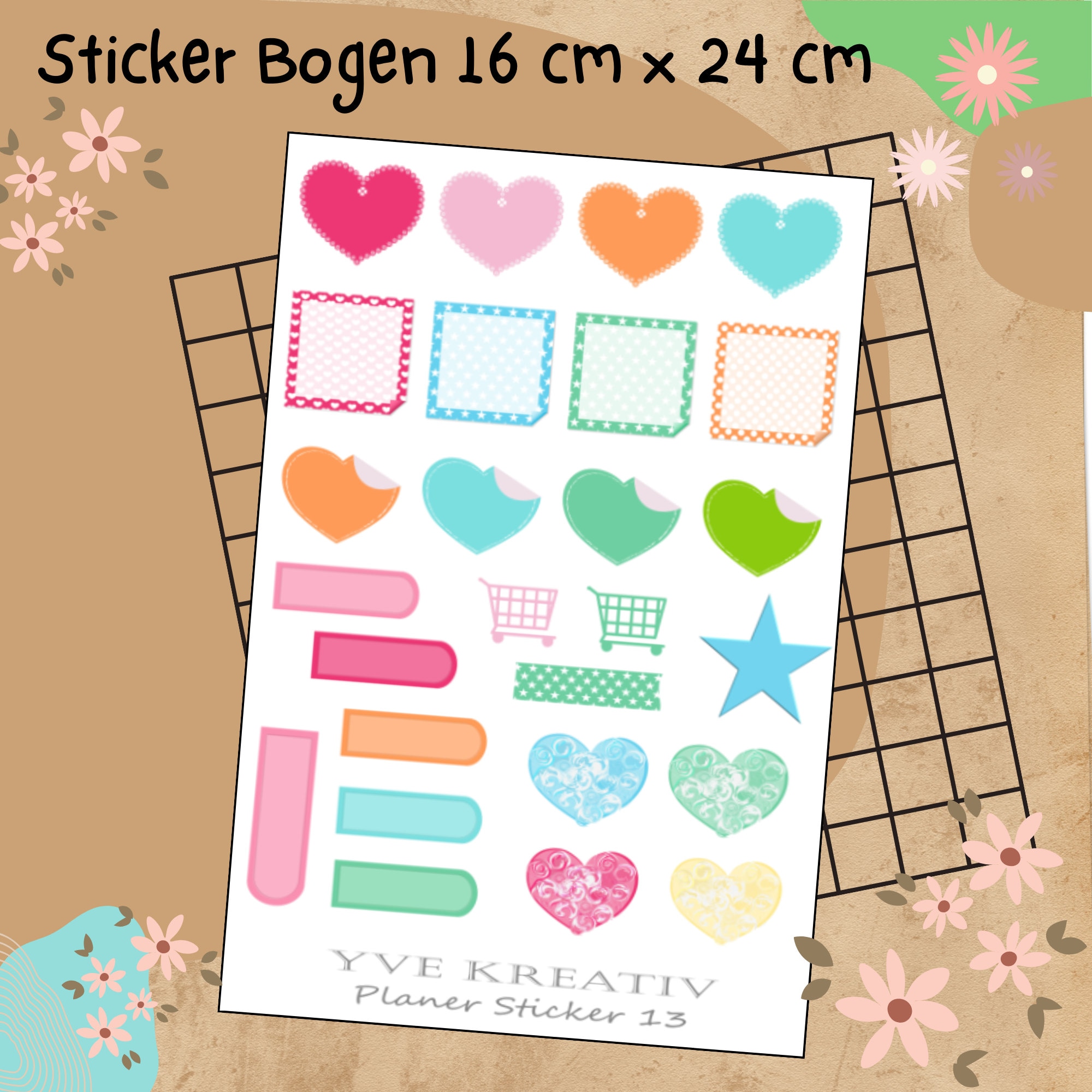 Sticker Planer | 26 große Aufkleber Sticker Bogen Set Stickerbogen  -  Wochenplaner Kalender Bullet Journaling  #SBA5