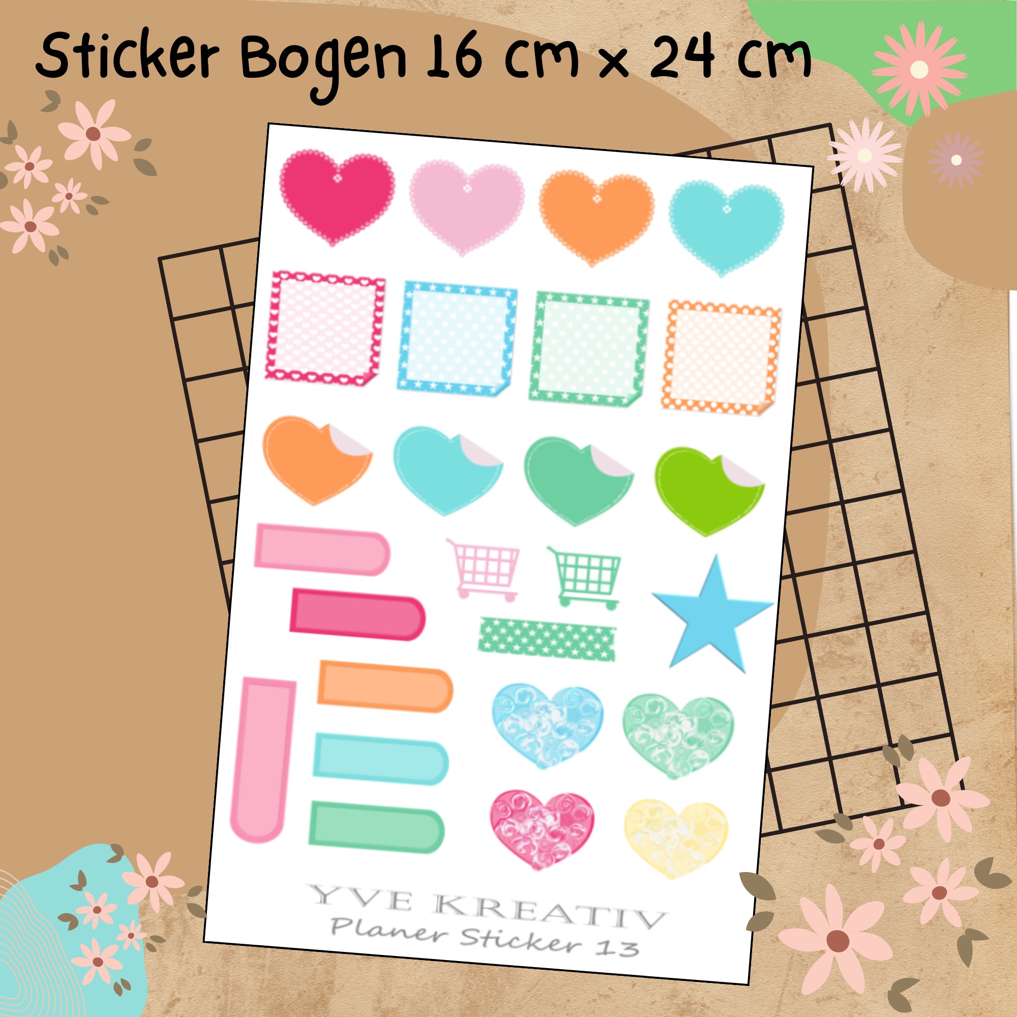 Sticker Planer | 26 große Aufkleber Sticker Bogen Set Stickerbogen  -  Wochenplaner Kalender Bullet Journaling