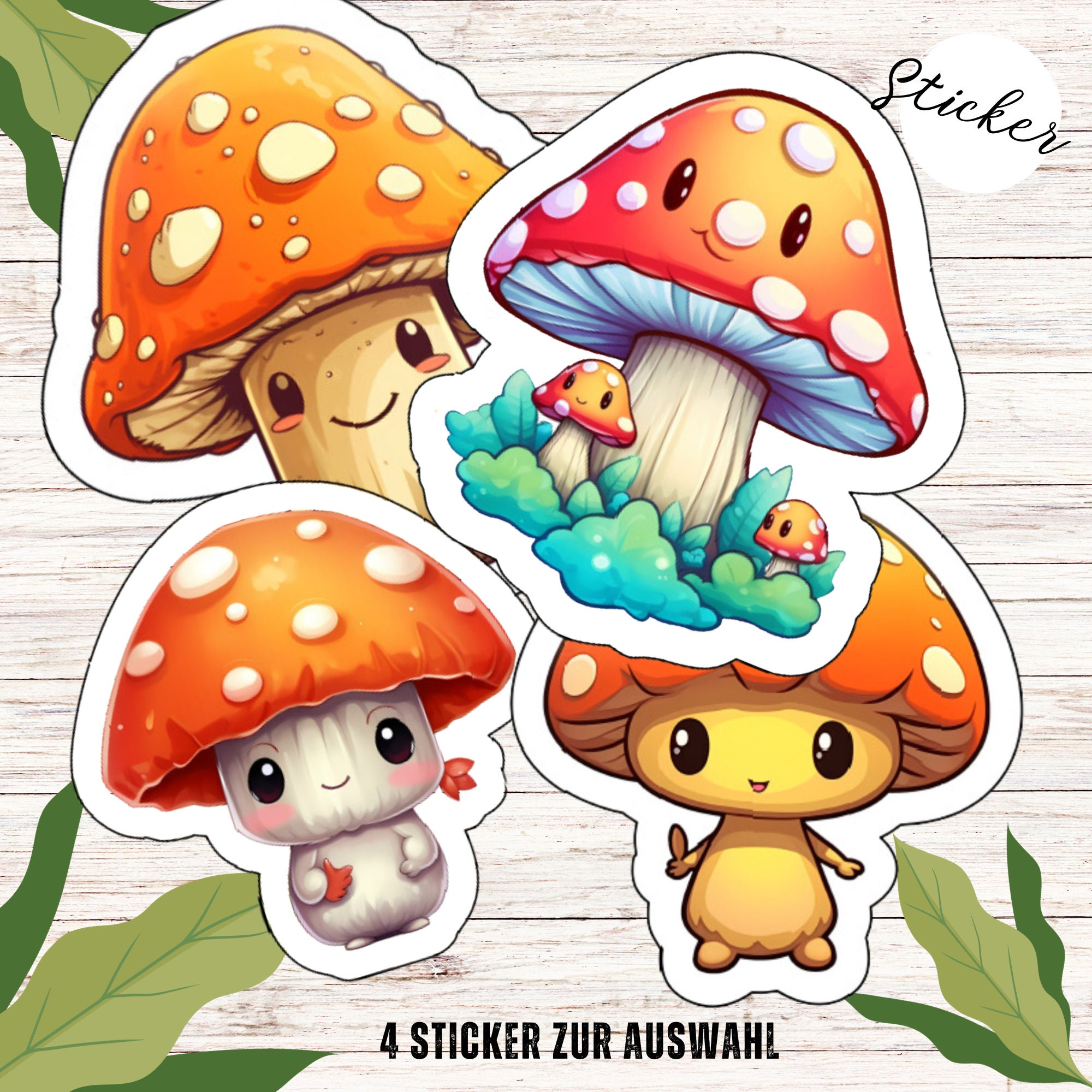 Sticker - Glückspilz | großer Sticker - Journal Sticker - Aufkleber 4 Sticker zur Auswahl in Weiß oder Transparent