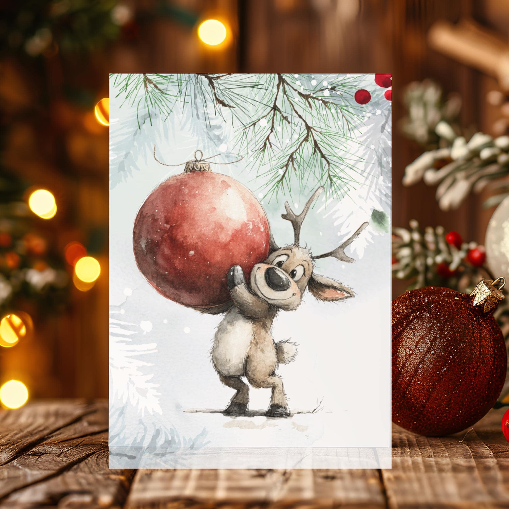 Postkarte Lustiges Rentier Grußkarte Karte zu Weihnachten Wintergrußkarte Weihnachtskarte Geschenkkarte Hochglanz Karte A6 #PWE200