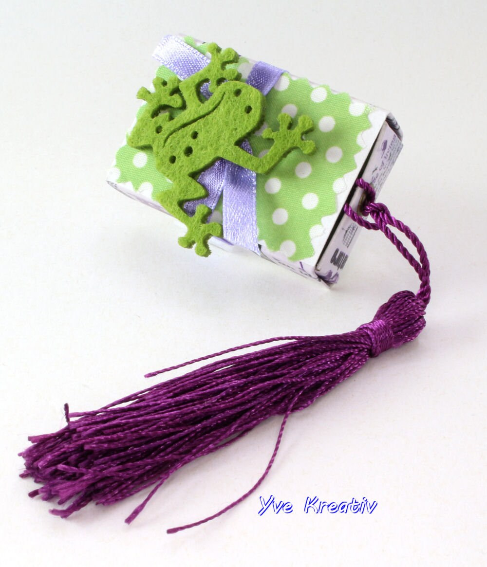 Kleine Schachtel mit Lavendel, verzierte Streichholzschachtel als originelle Geschenkverpackung für Geld, Gutscheine und mehr