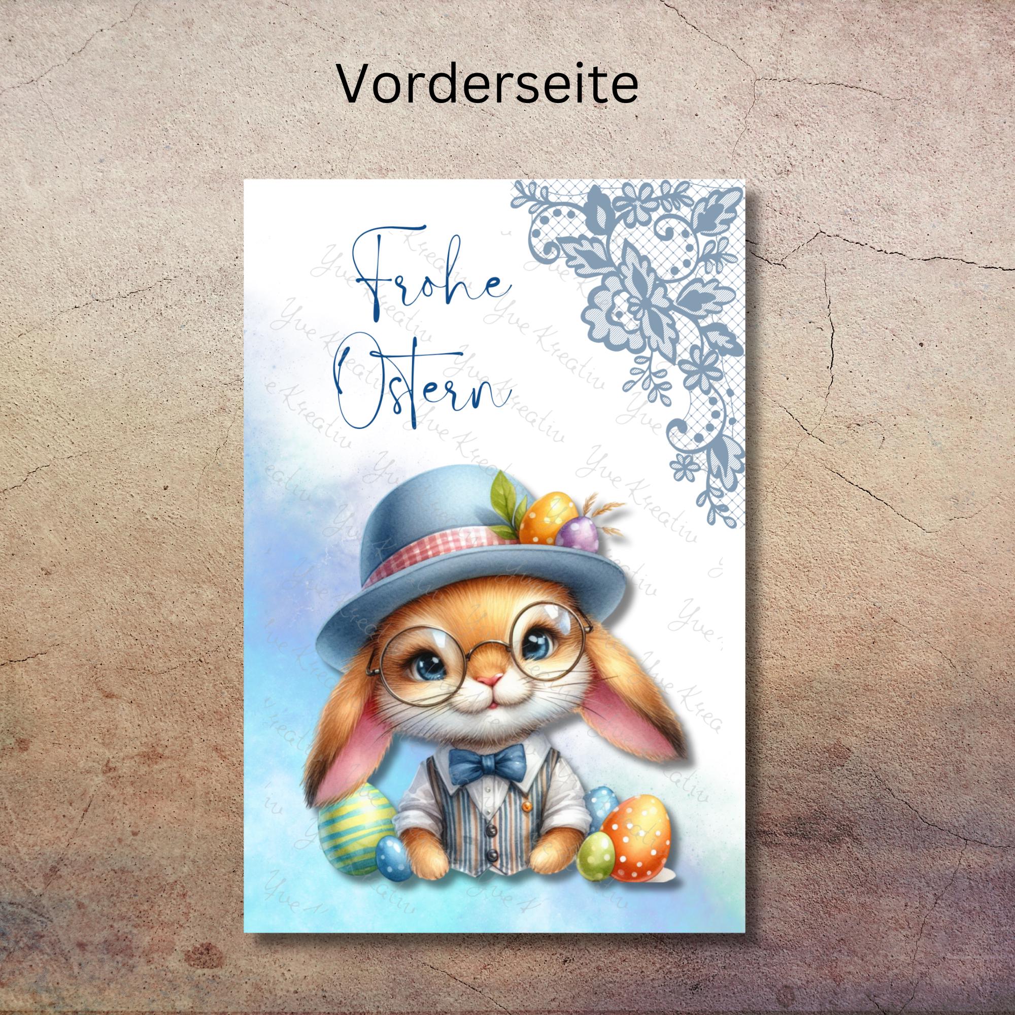 Karte zu Ostern, Postkarte, Glückwunschkarte, Grußkarte, Geschenkkarte auf DIN A6 Karte mit Glanzoberfläche #PHO