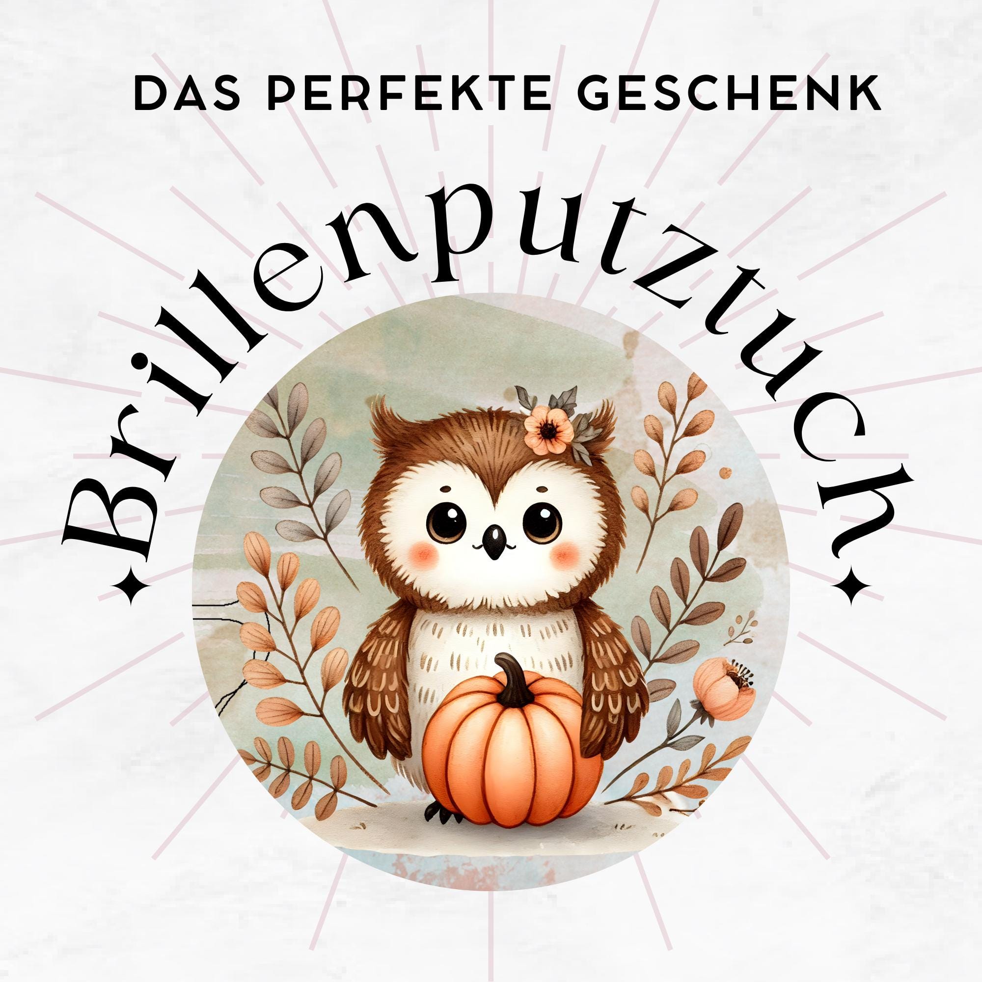 Brillenputztuch Herbst Eule bedrucktes Mikrofasertuch für Sonnenbrille Displays Handy Uhu Geschenk Halloween Mitbringsel #TI167