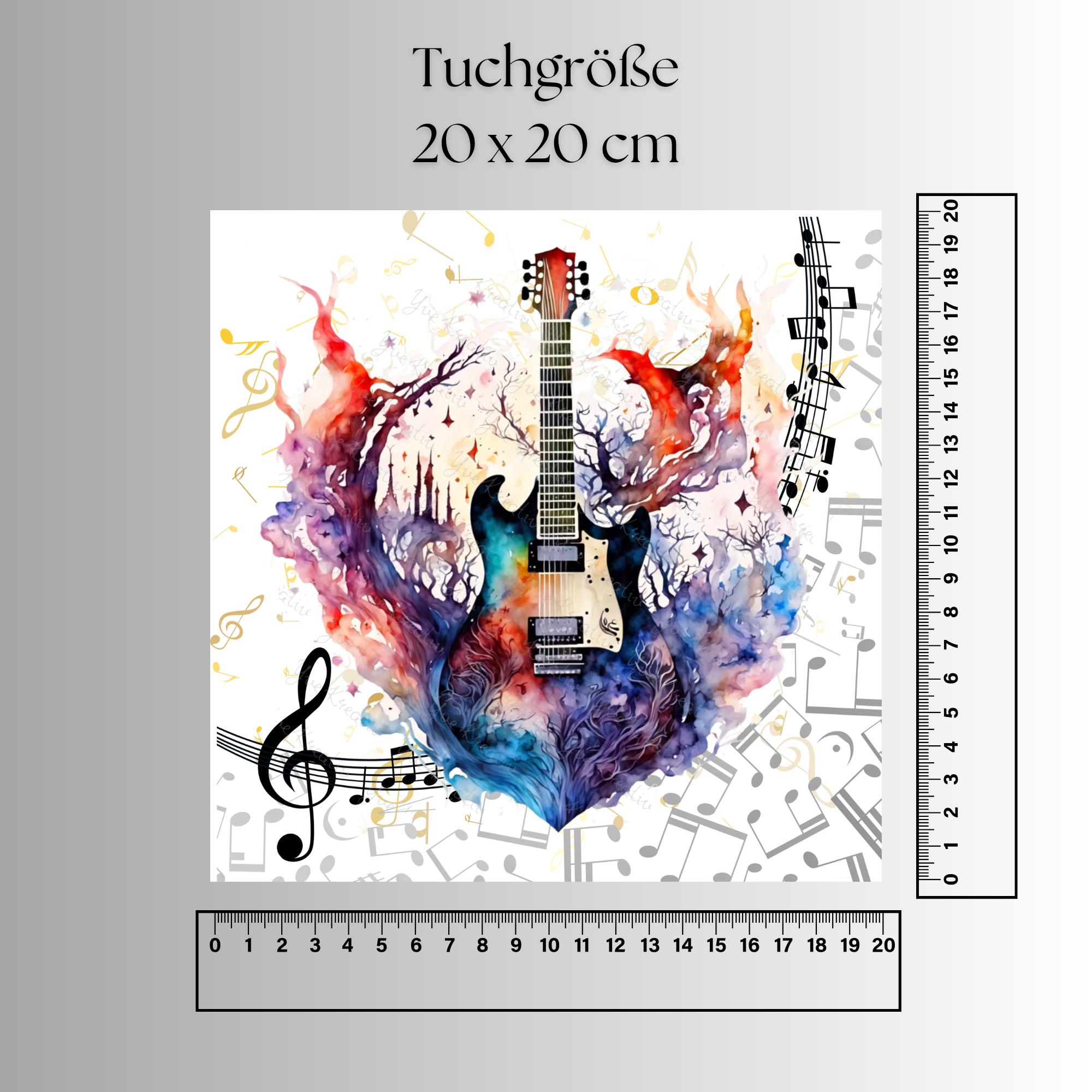 Brillenputztuch Musik Gitarre bedrucktes Mikrofasertuch für Brille Display Handy Sonnenbrille 15x15 cm oder 20x20 cm #MC2