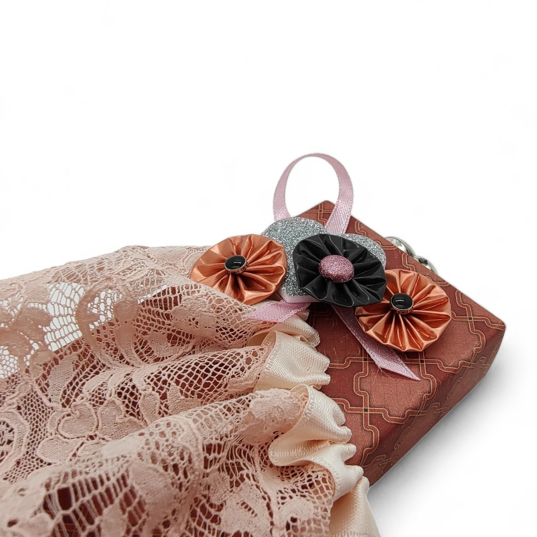Geschenkschachtel "Hochzeit" mit Spitze und Kaffeekapseln verziert für Geld, Gutscheine, Theaterkarten  #613960924