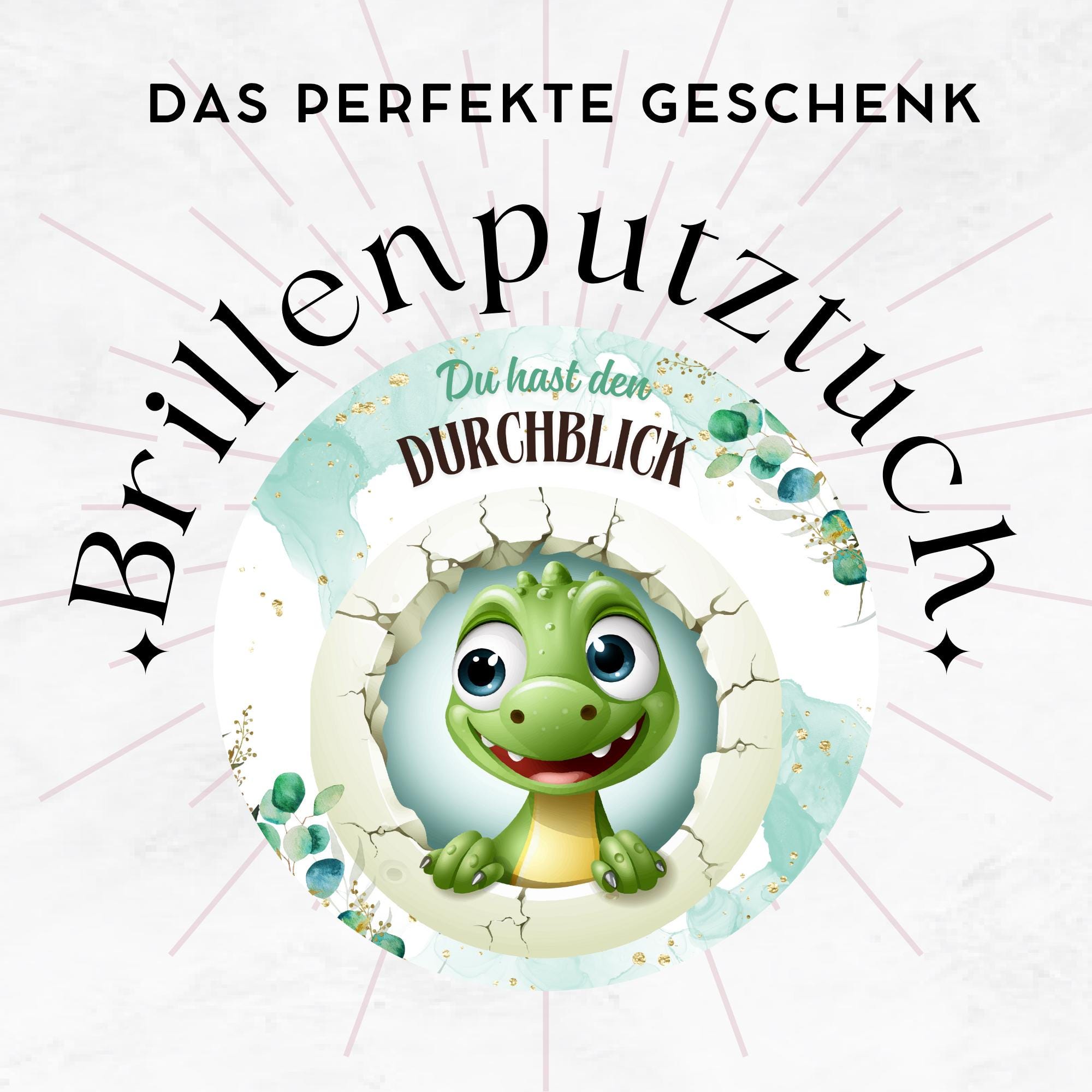 Brillenputztuch Dino Durchblick bedrucktes Mikrofasertuch für Brille Sonnenbrille Reinigungstuch Handy Bildschirm Kamera Objektiv #TI152