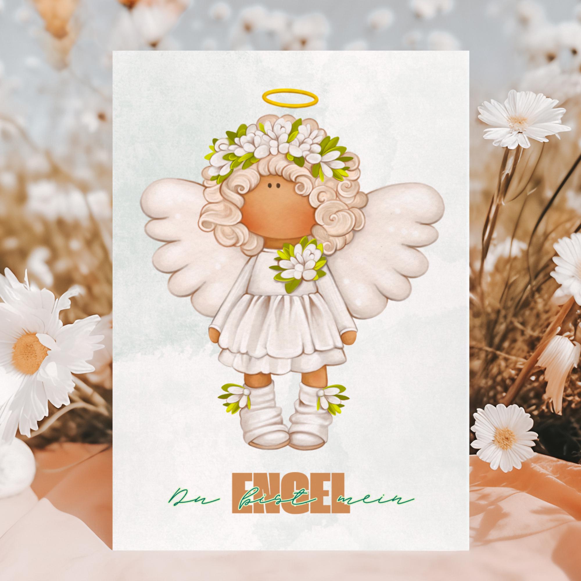 Postkarte Engel Grußkarte Glückwunschkarte Karte Geburtstag Gutschein Geburtstagskarte Geschenk Du bist mein Engel #PLS